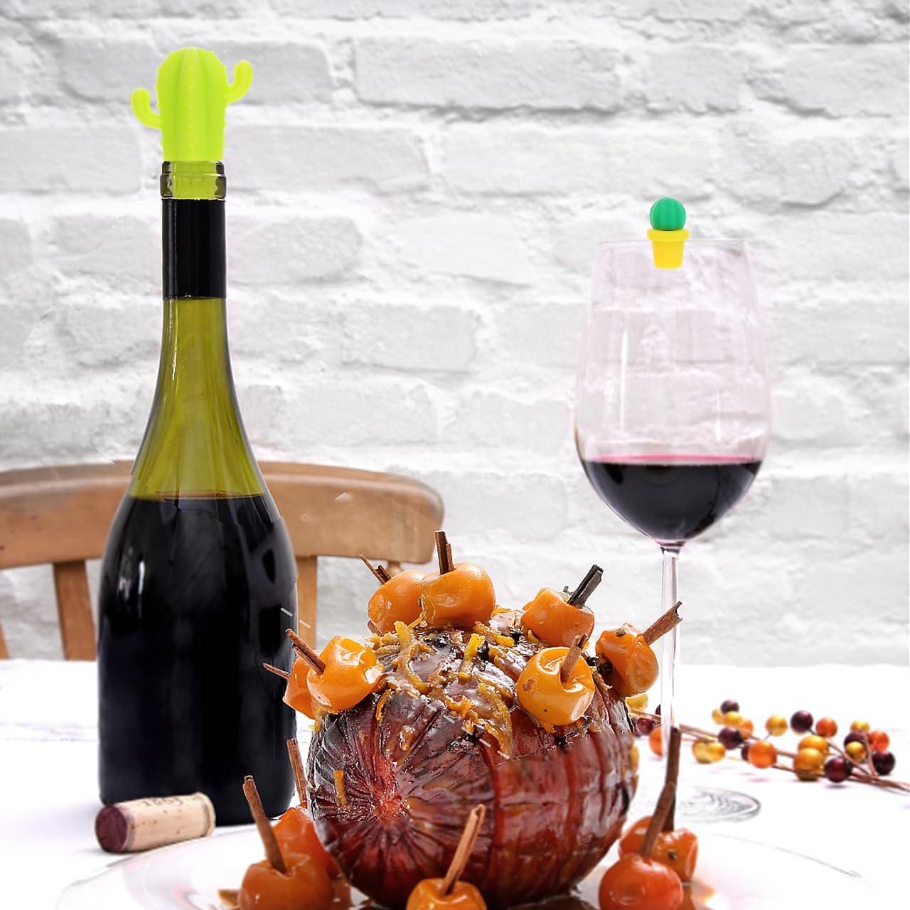Juego de Tapones de Vino DOITOOL 7 Pcs Silicona Cactus