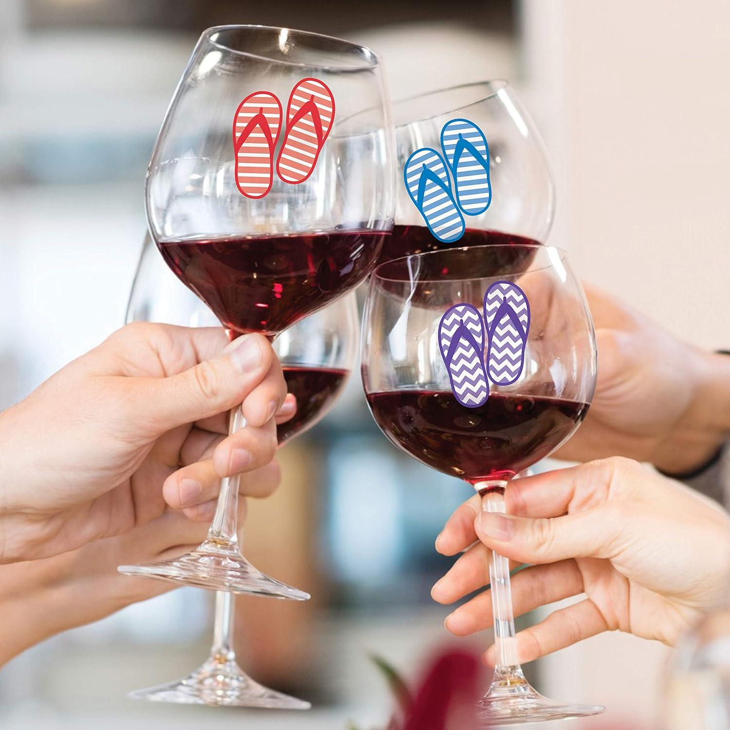 Calcomanías para Copas de Vino Chanclas - Juego de 12 - Wine Wear