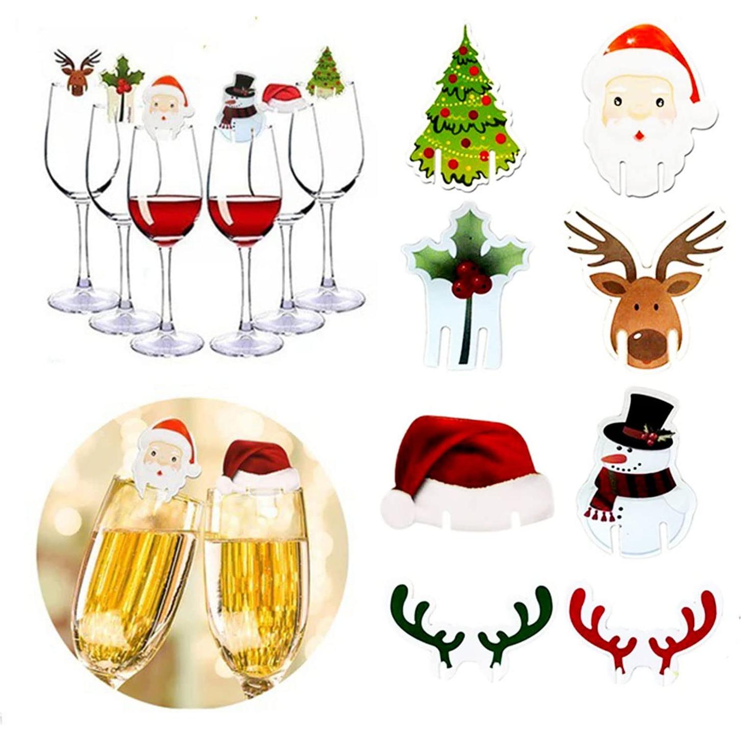 80 Marcadores de Copas de Vino Navidad HOXIEYA Reutilizables