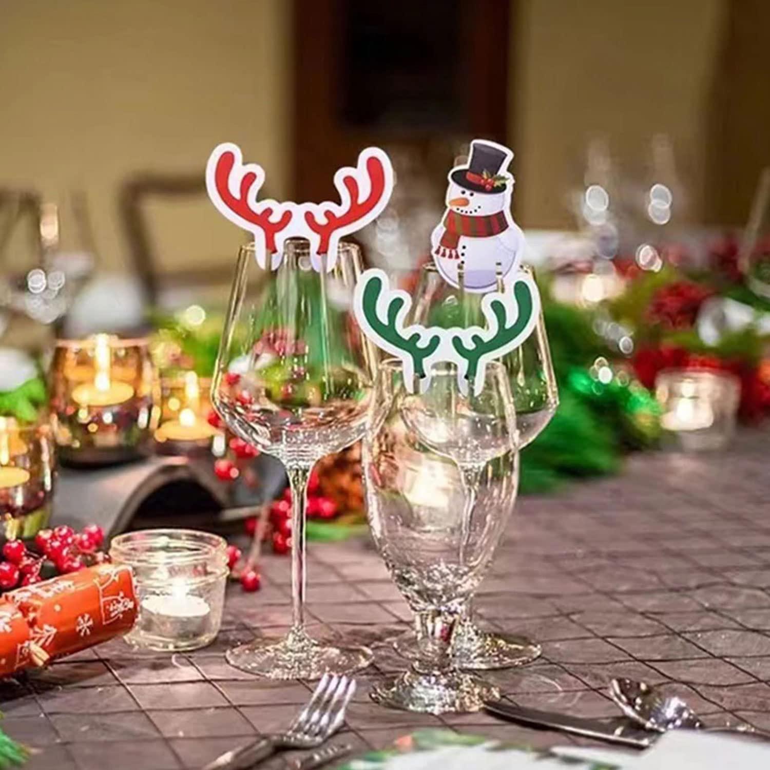 80 Marcadores de Copas de Vino Navidad HOXIEYA Reutilizables