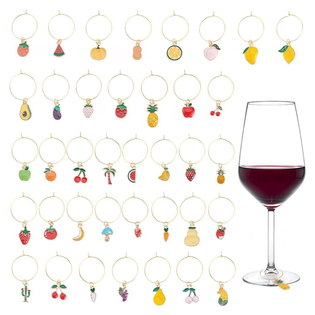 PLIGREAT 38 Piezas Encantos para Copas de Vino Fruta