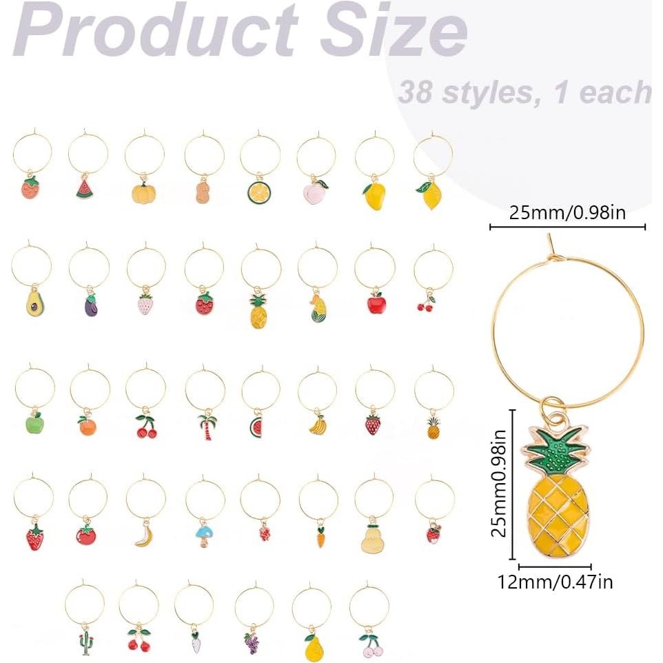 PLIGREAT 38 Piezas Encantos para Copas de Vino Fruta