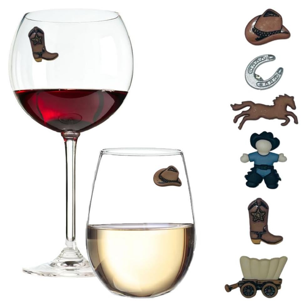 Set de 6 Encantos Magnéticos de Vino Triple Corona - Caballo, Bota, Sombrero