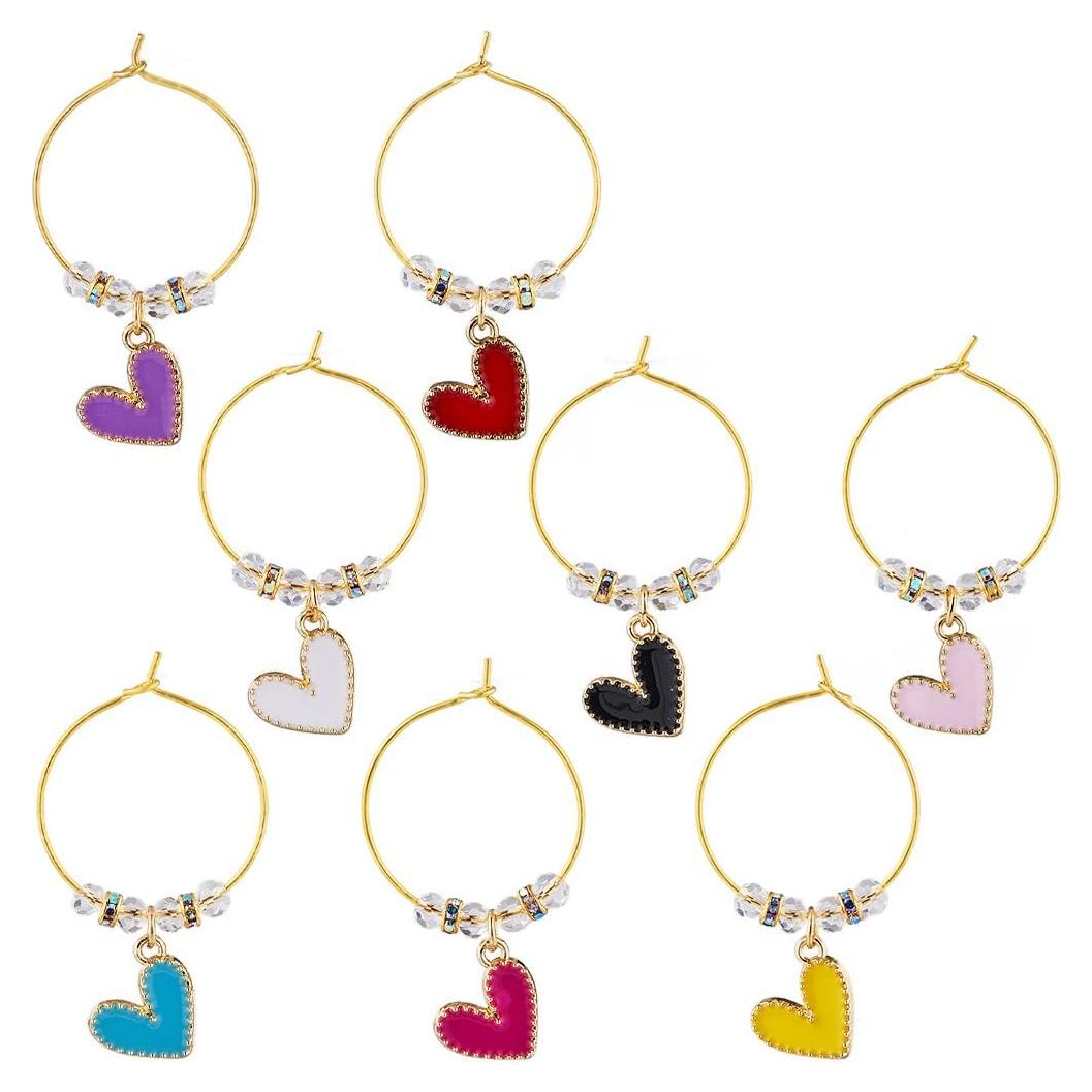 Marcadores de Vino SUNNYCLUE 8 Pcs Corazón San Valentín