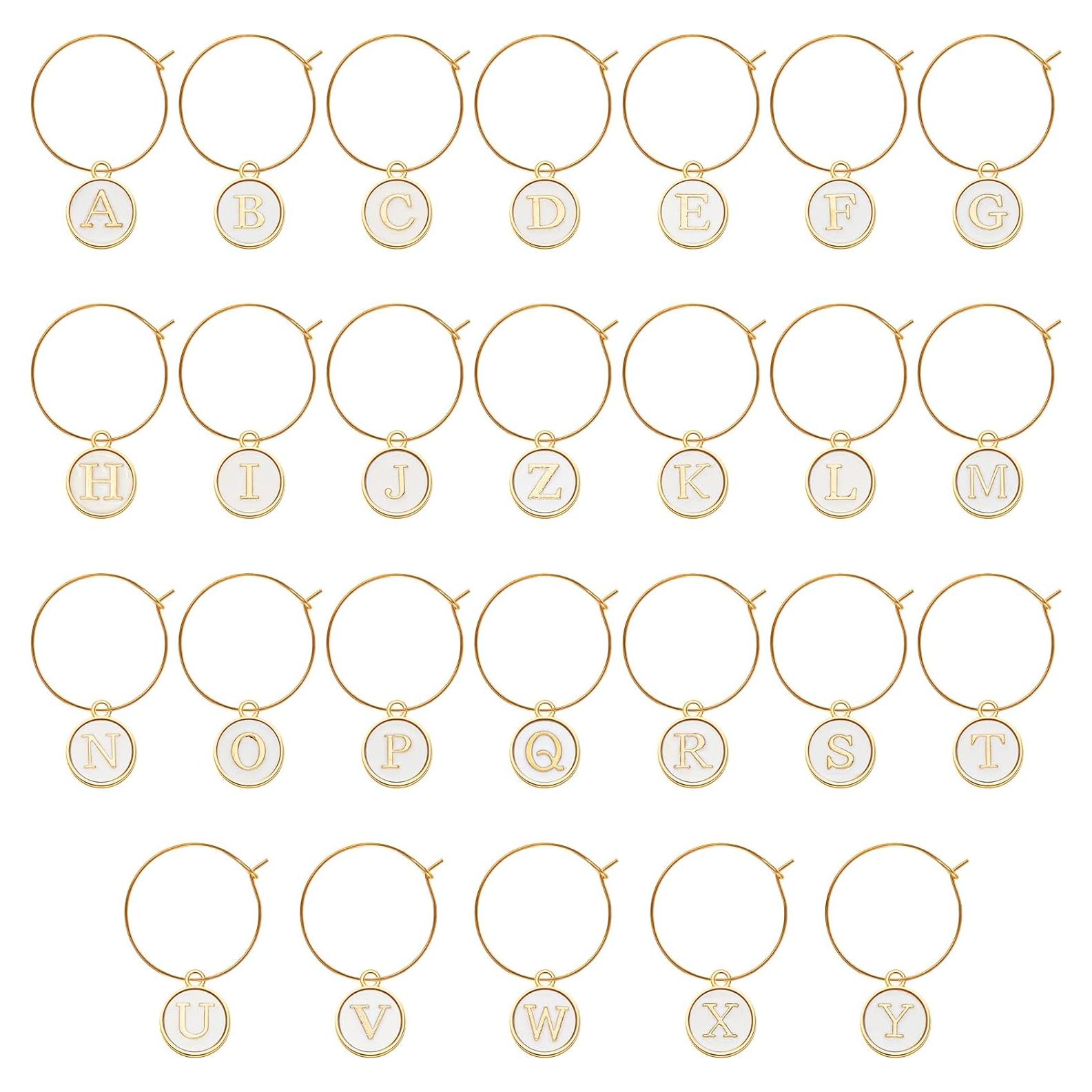 Marcadores de Vino Hicarer 26 Piezas Letras Cristal Decorativos