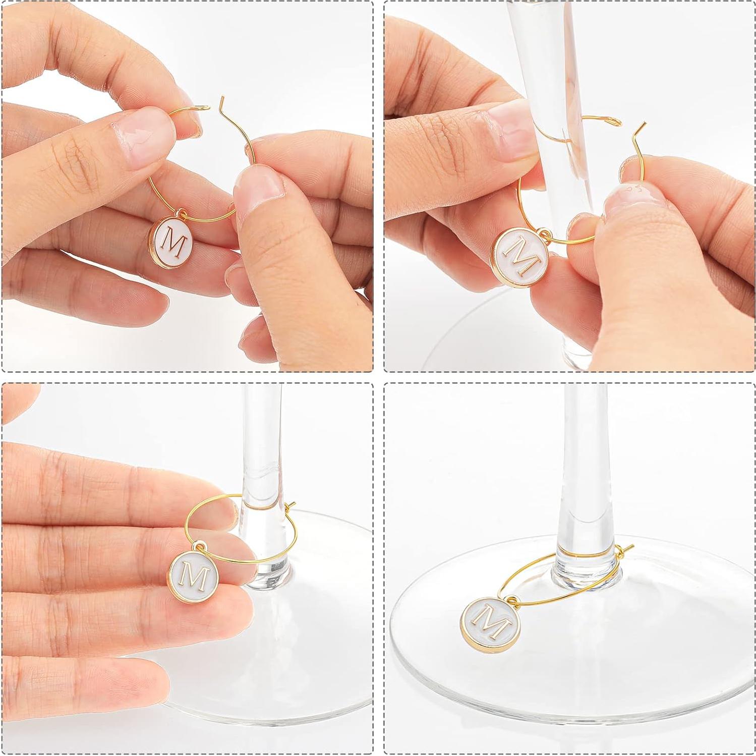 Marcadores de Vino Hicarer 26 Piezas Letras Cristal Decorativos