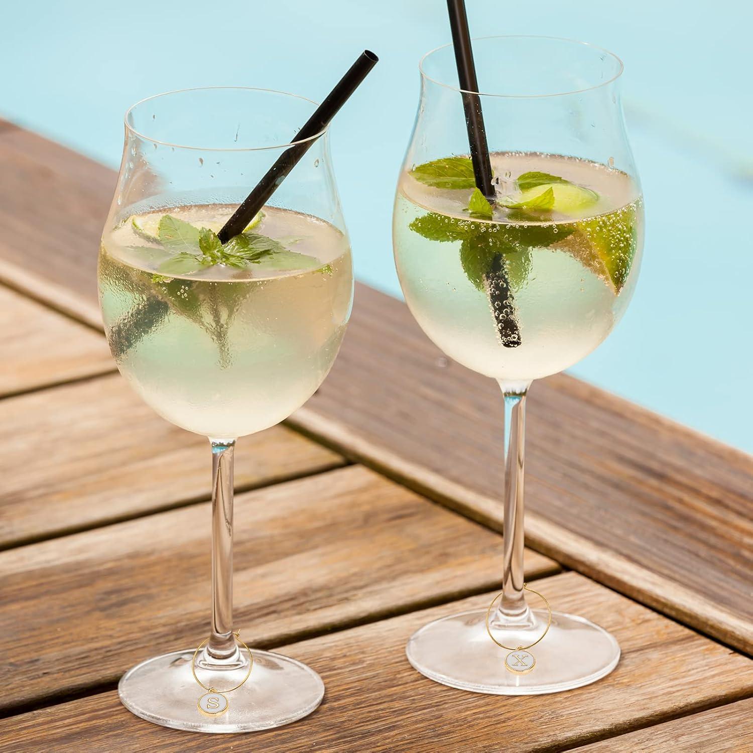 Marcadores de Vino Hicarer 26 Piezas Letras Cristal Decorativos