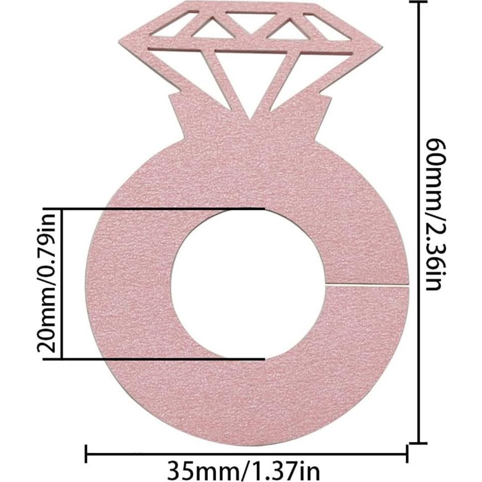 50 Marcadores de Copas de Vino XGNG Anillo Diamante Rosa