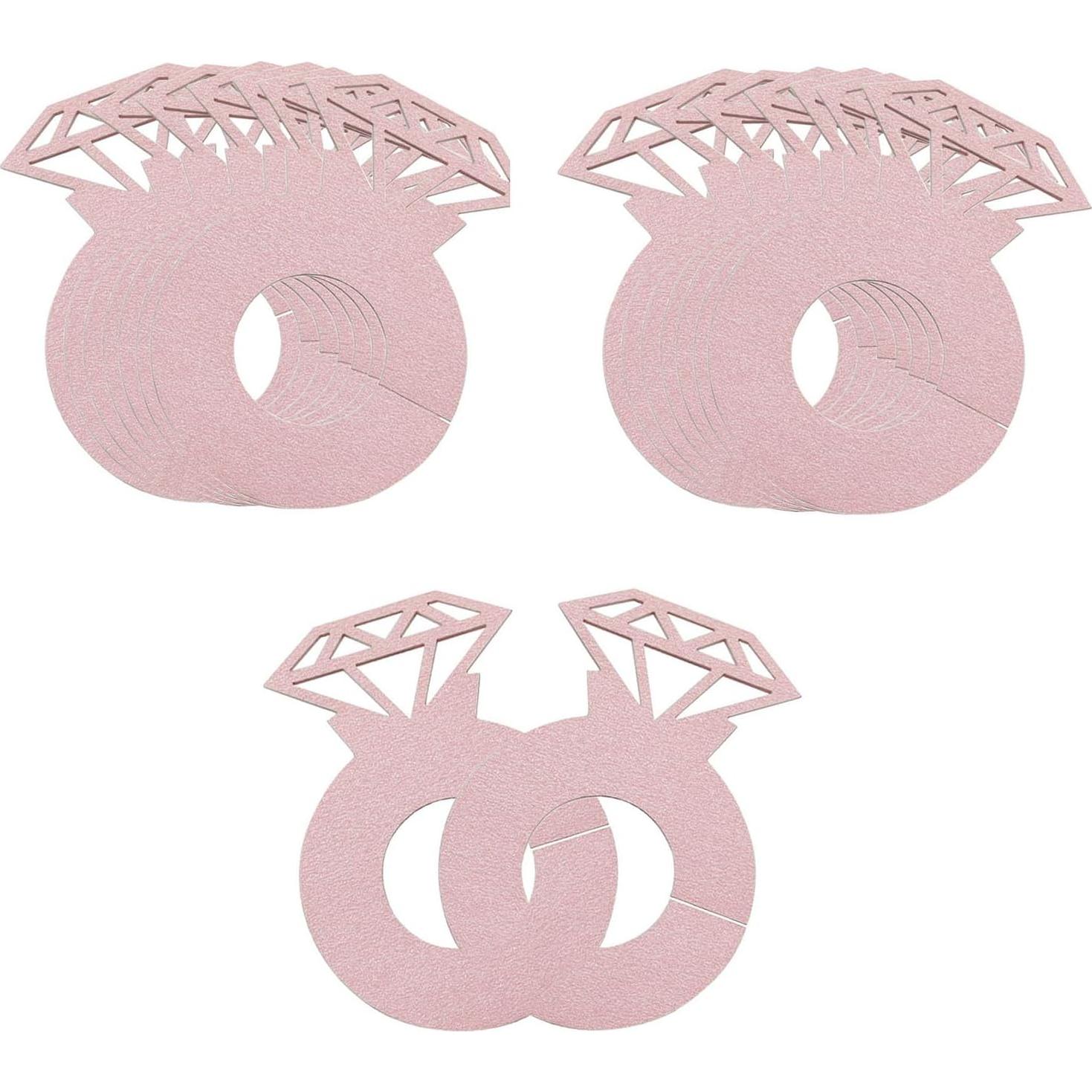 50 Marcadores de Copas de Vino XGNG Anillo Diamante Rosa