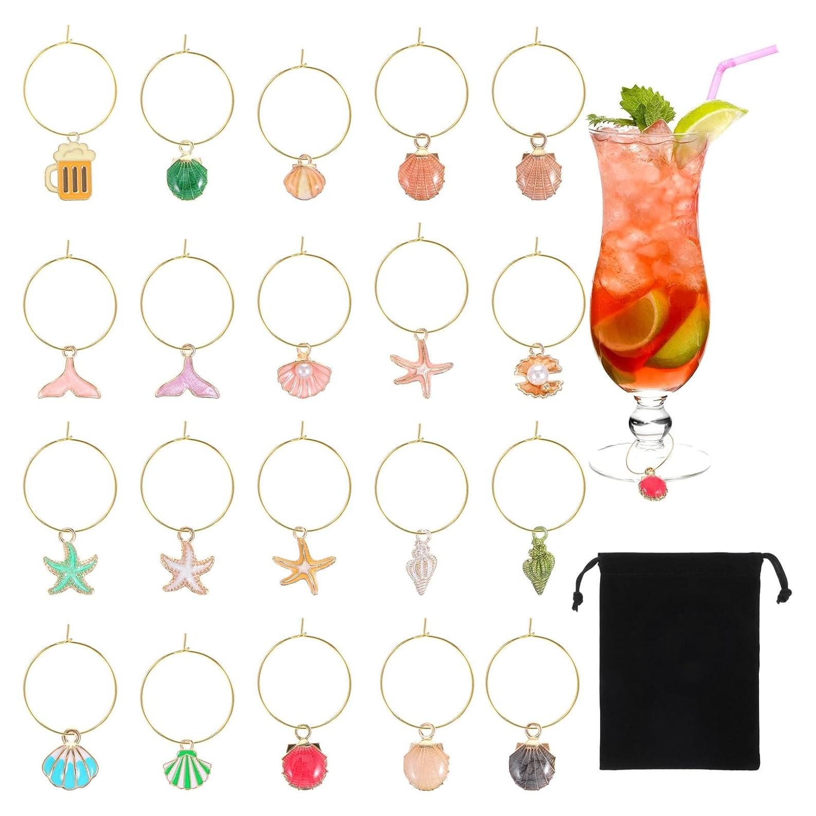 20 Encantos para Copas de Vino Tyqour - Marcadores Oceánicos