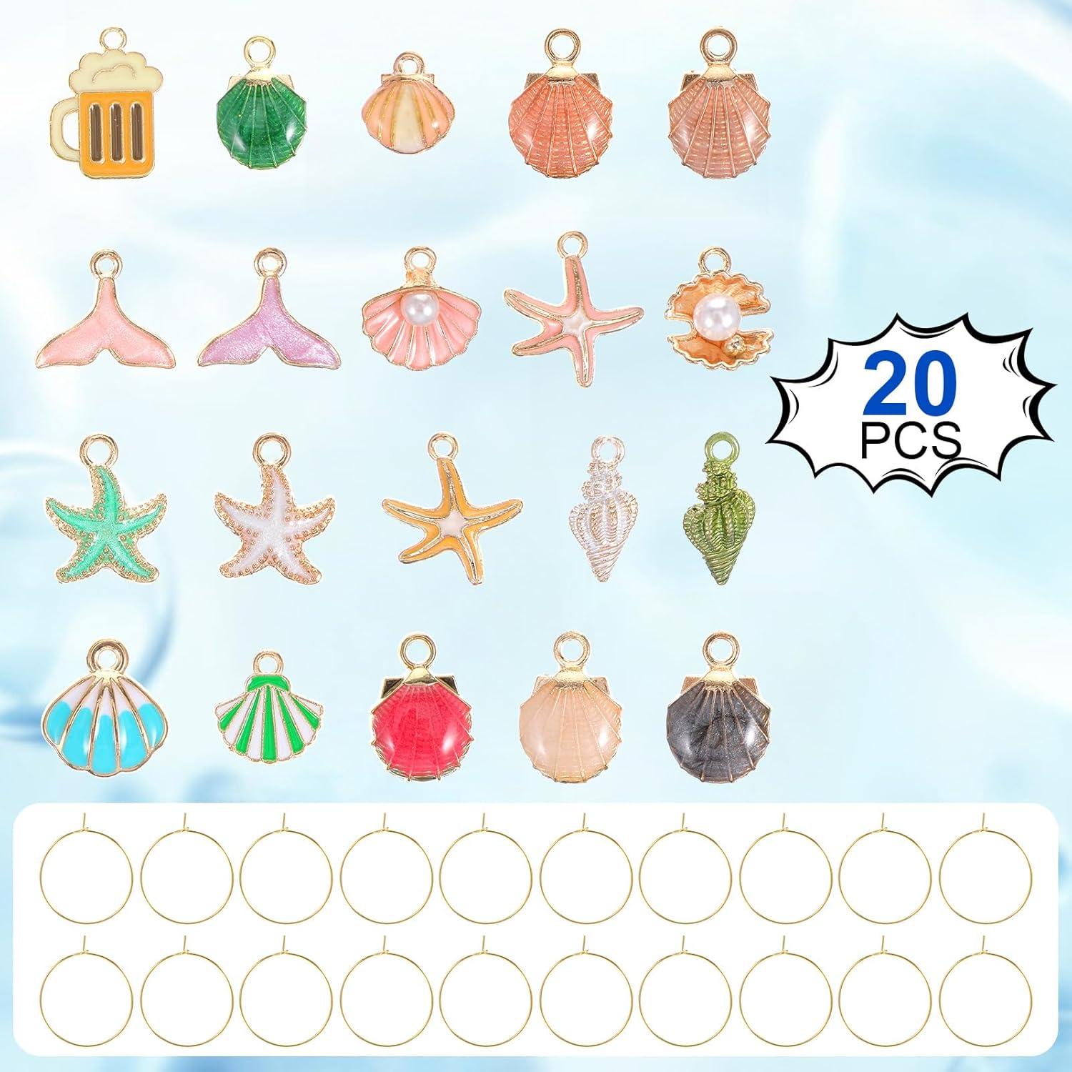 20 Encantos para Copas de Vino Tyqour - Marcadores Oceánicos