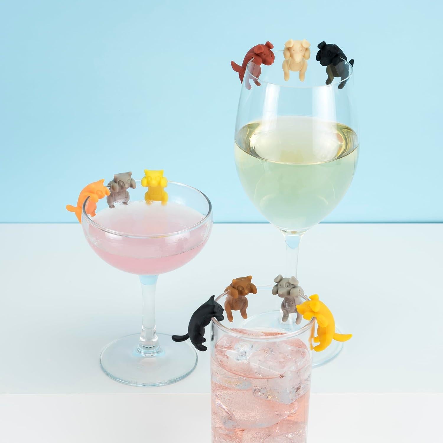 Encantos de Silicona para Bebidas TrueZoo - 6 Marcadores de Gato