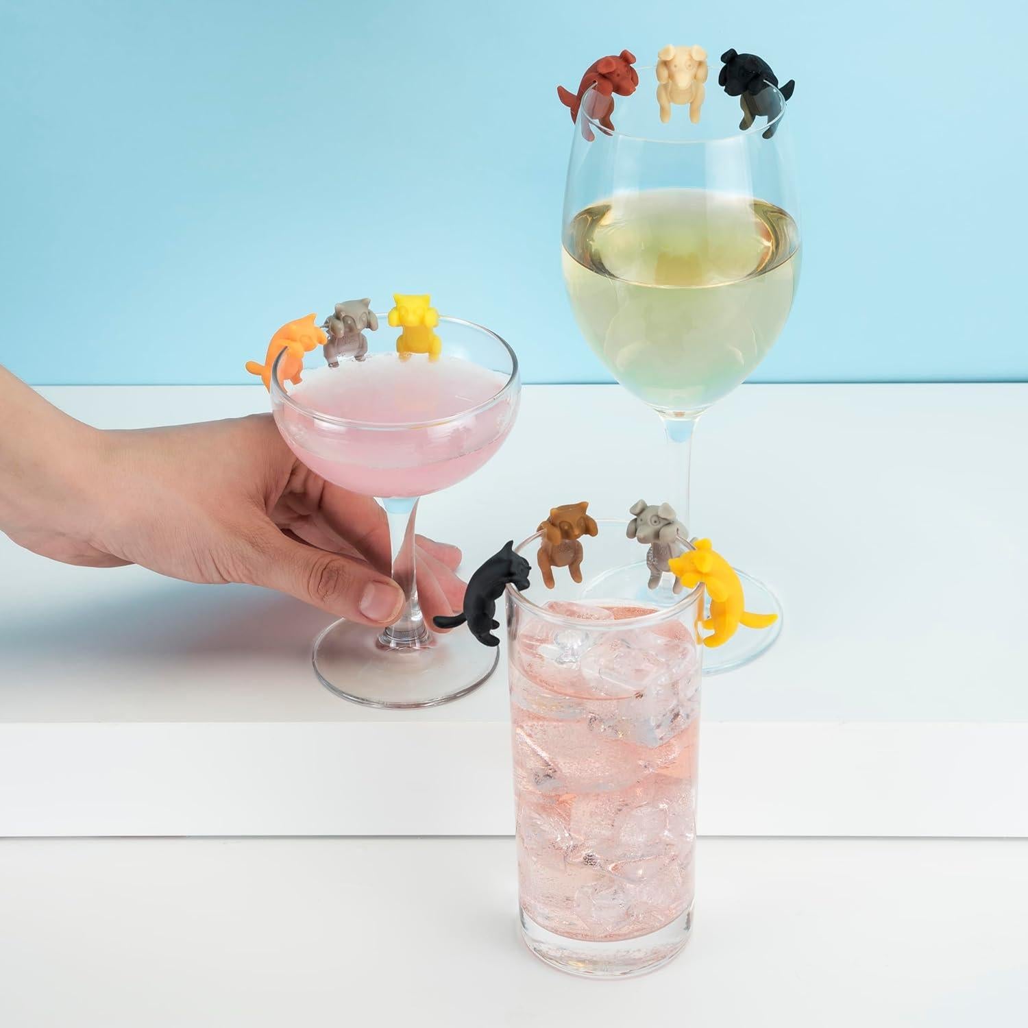 Encantos de Silicona para Bebidas TrueZoo - 6 Marcadores de Gato