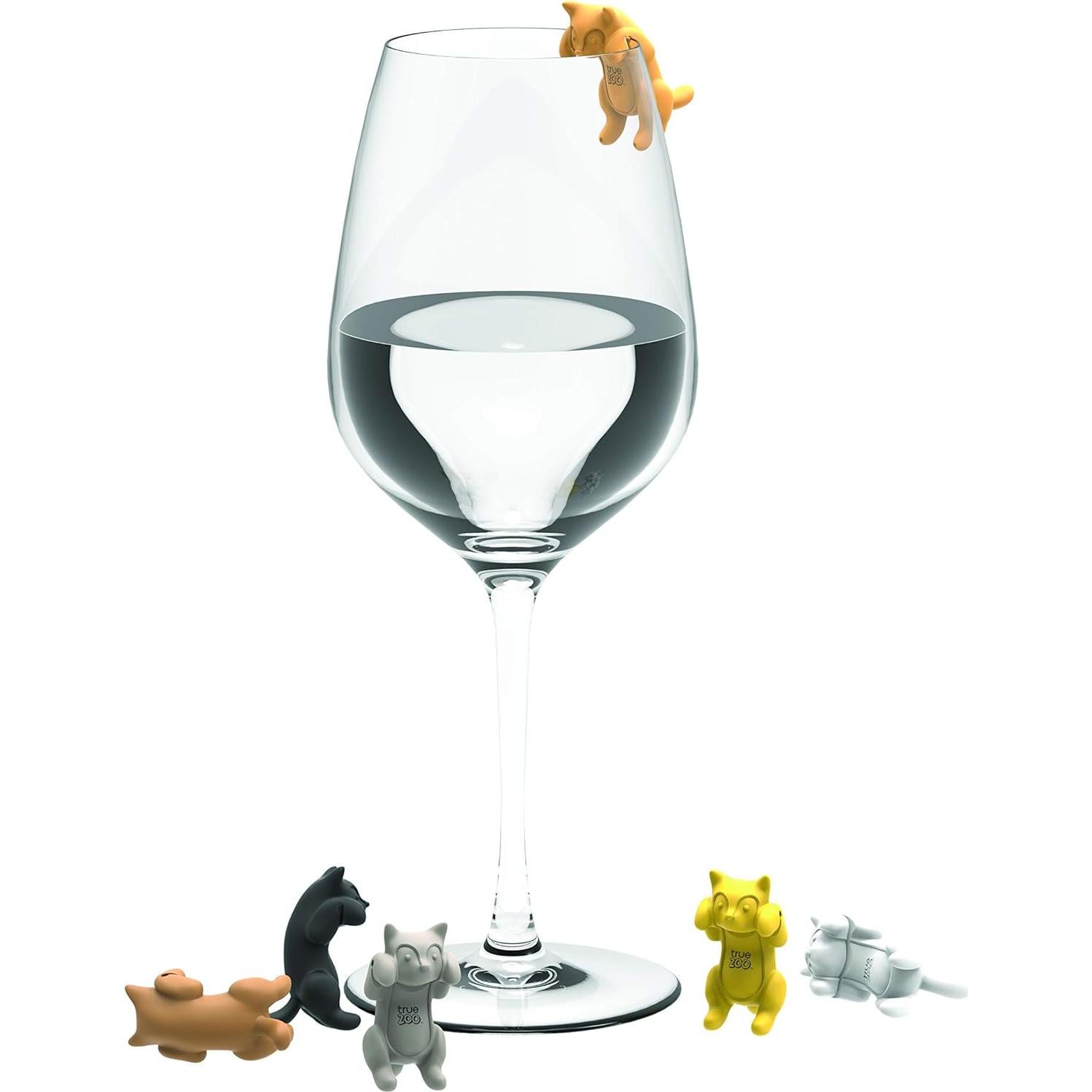 Encantos de Silicona para Bebidas TrueZoo - 6 Marcadores de Gato