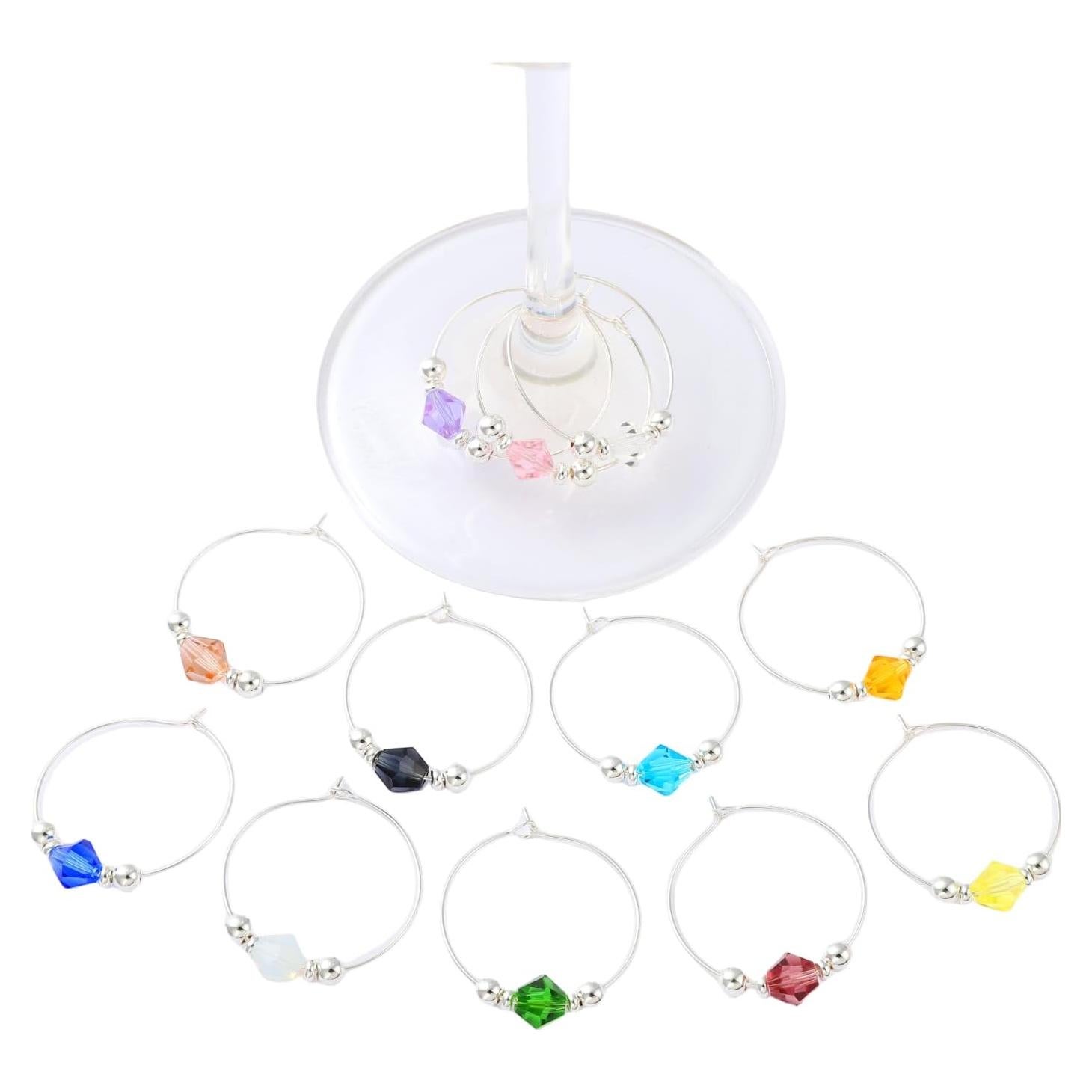 Juego de 12 Marcadores de Copas de Vino Plata 925 con Gemas