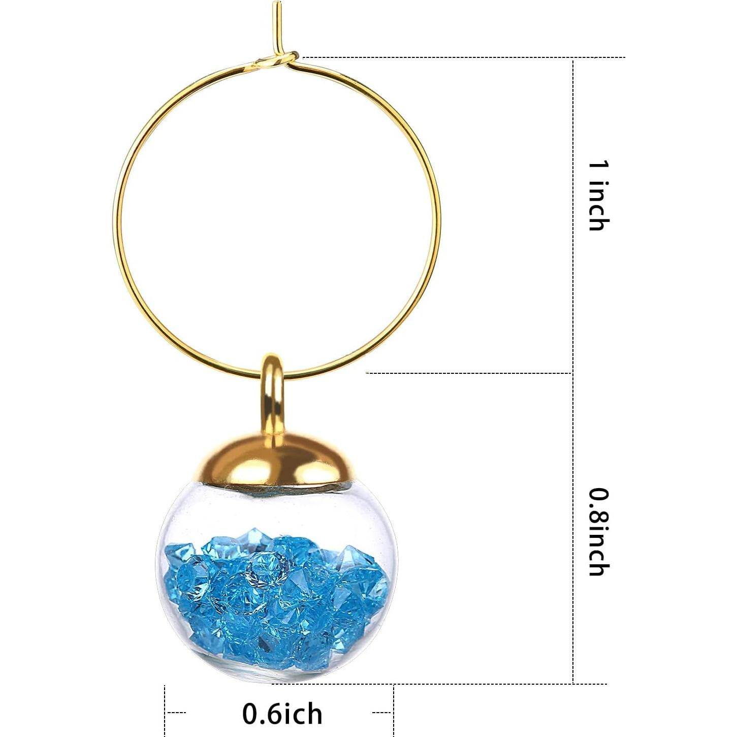 Marcadores de Copas de Vino de Vidrio - 16 Encantos de Joyería