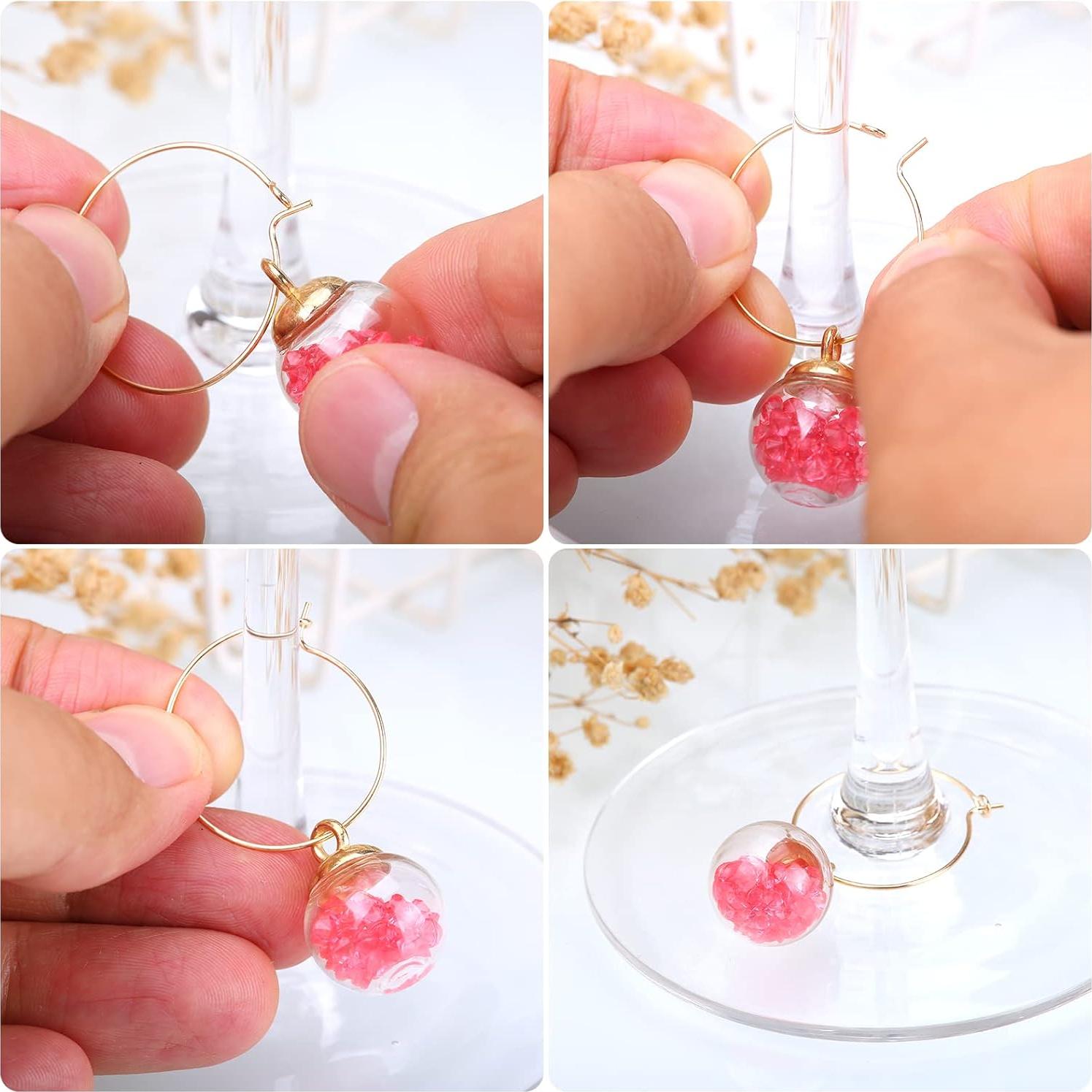 Marcadores de Copas de Vino de Vidrio - 16 Encantos de Joyería