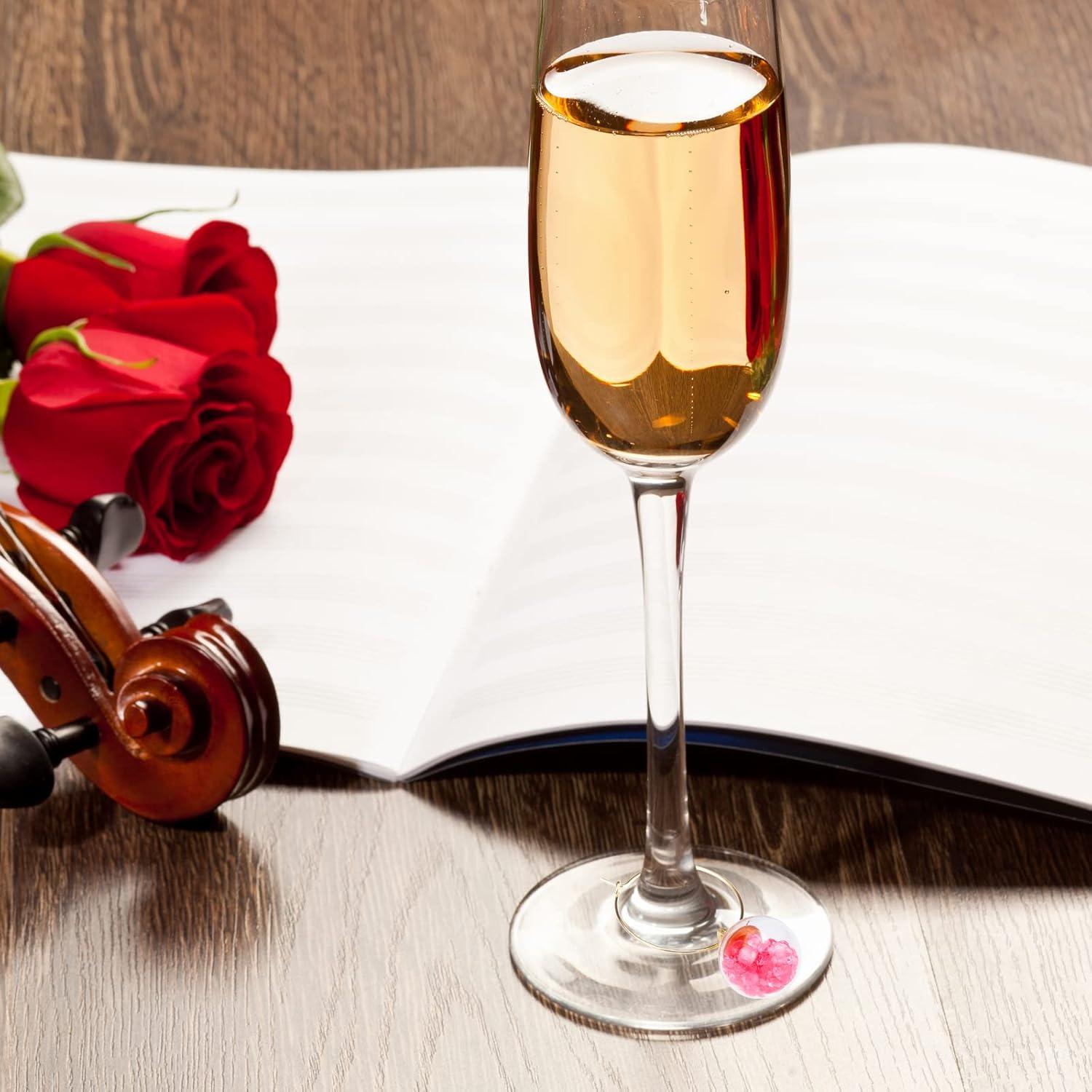 Marcadores de Copas de Vino de Vidrio - 16 Encantos de Joyería