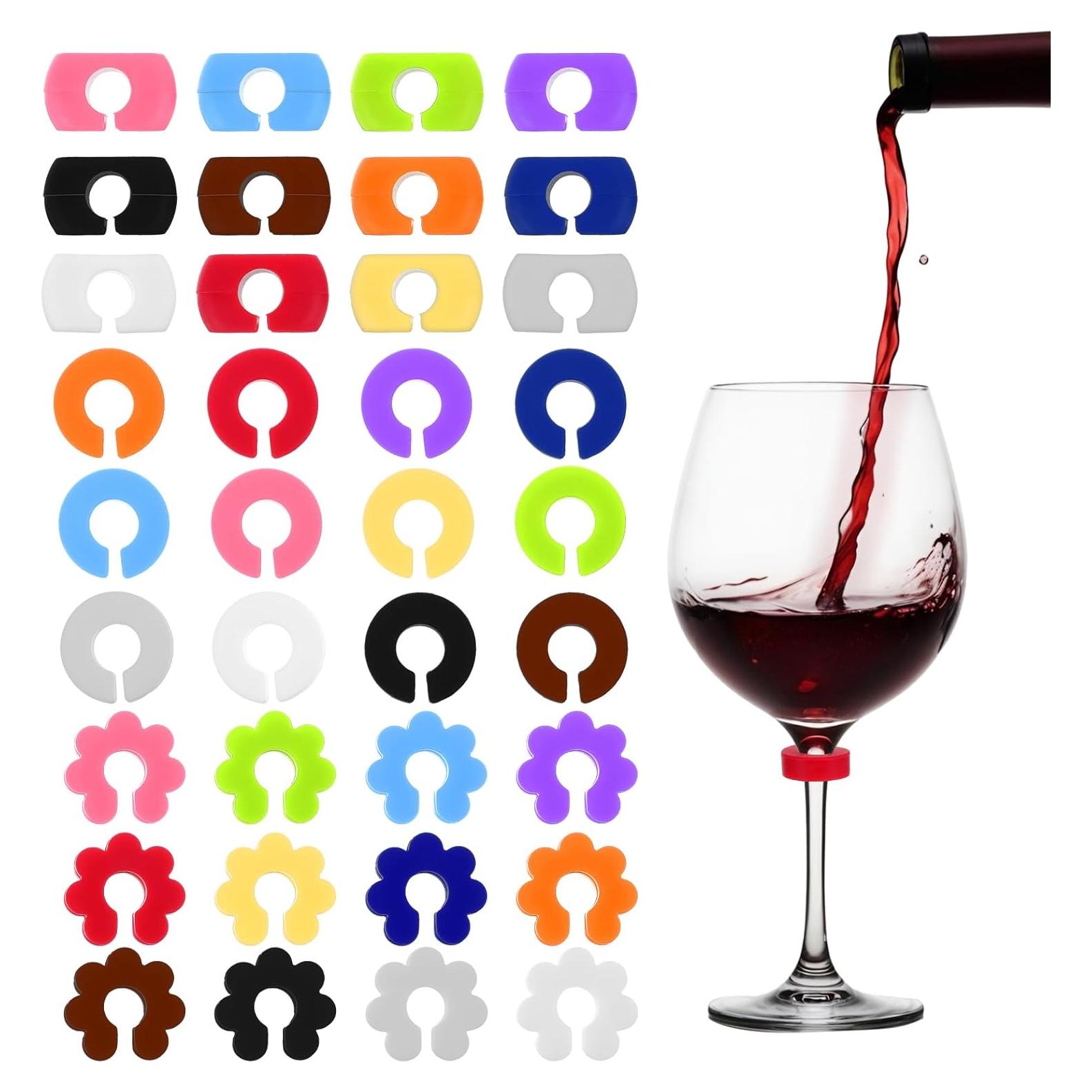 Marcadores de Copas de Vino Oruola 36pcs Silicona Reutilizables