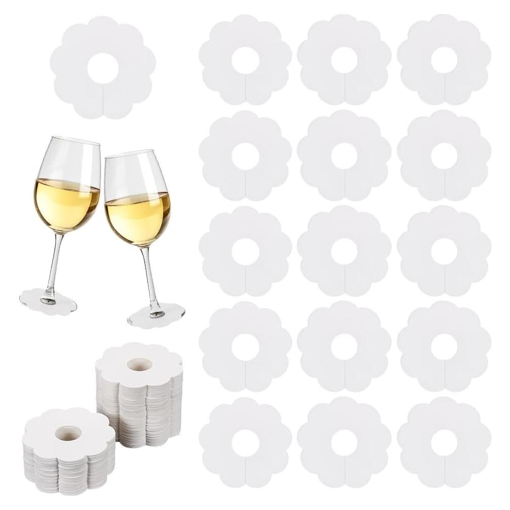 150 Etiquetas de Vino de Papel FINGERINSPIRE Flor 7cm Blancas