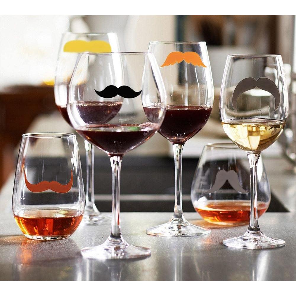 30 Marcadores de Copas de Vino Silicona Metulip - Labio, Bigote, Gato