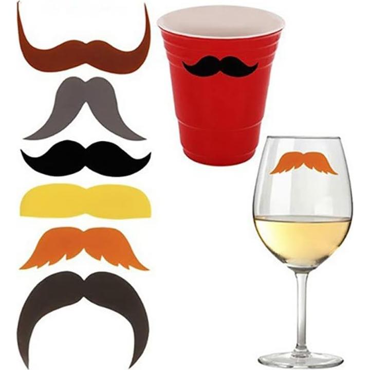 30 Marcadores de Copas de Vino Silicona Metulip - Labio, Bigote, Gato