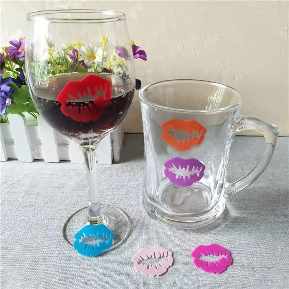 30 Marcadores de Copas de Vino Silicona Metulip - Labio, Bigote, Gato