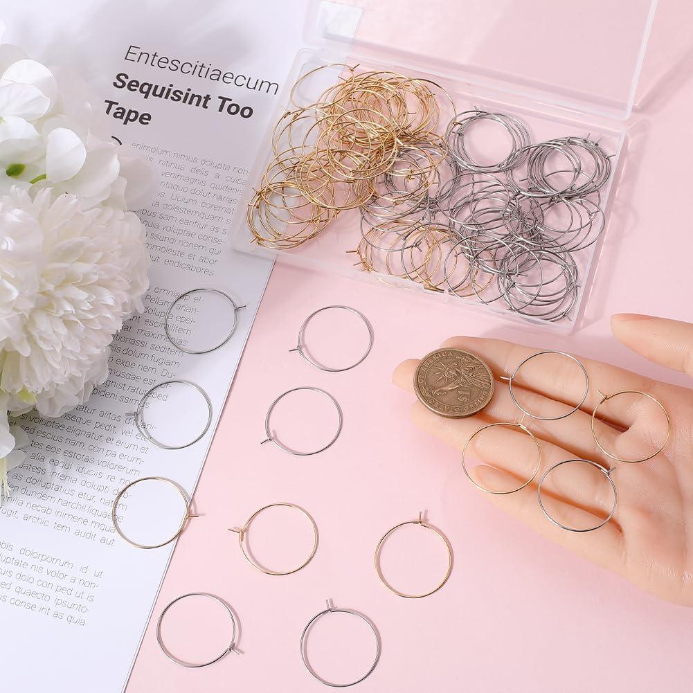 Aros de Pendientes Abiertos SUNNYCLUE 160Pcs 18K Oro 25mm