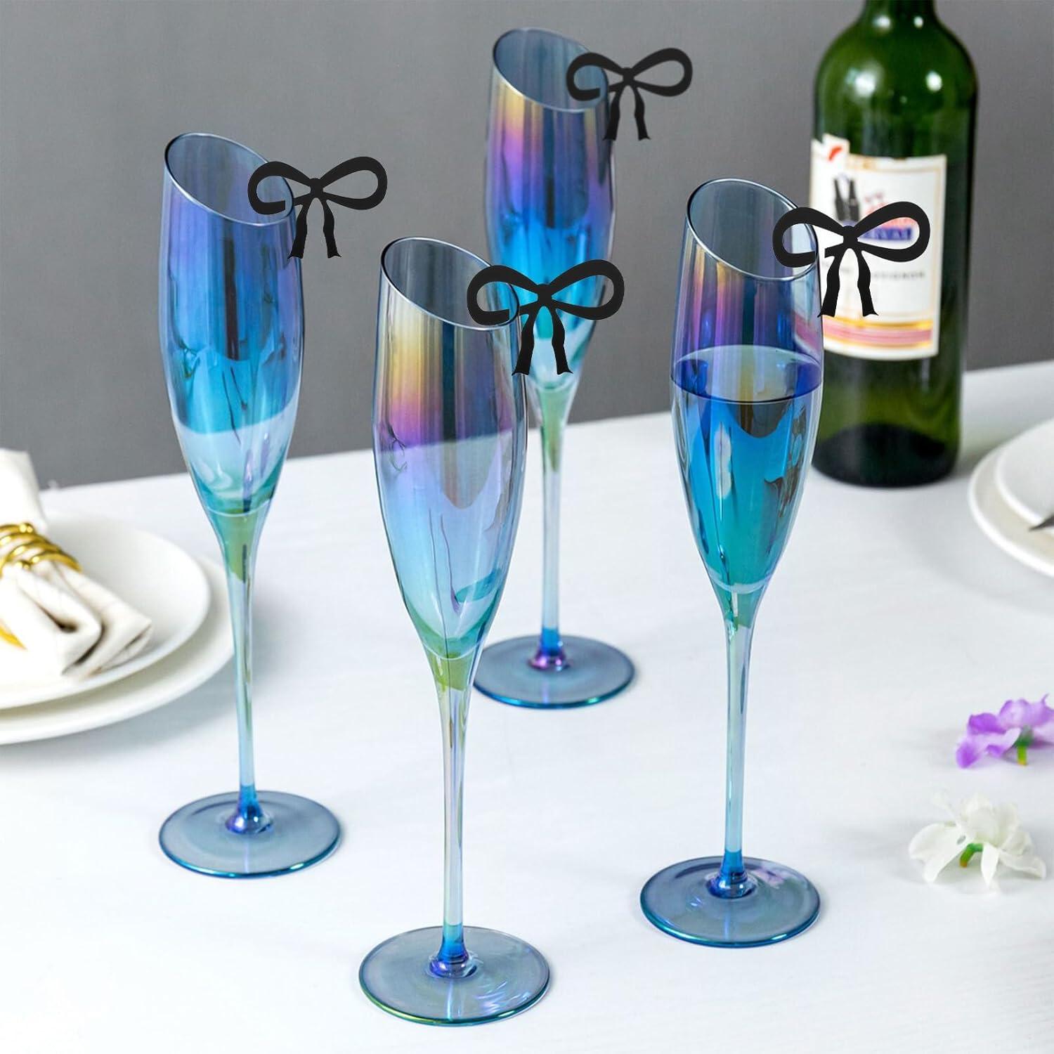 20 Marcadores de Vino HJZHII, Etiquetas Reutilizables Lazo Rosa