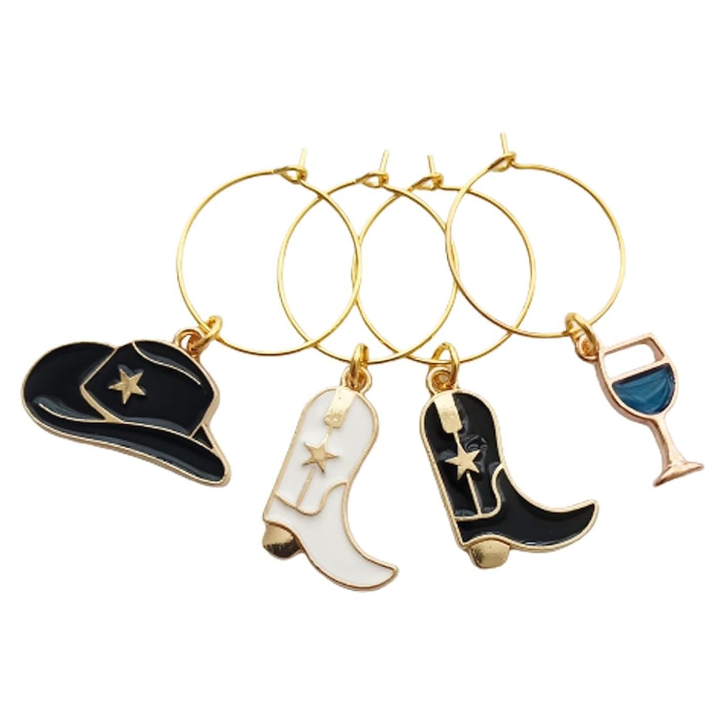Set de 4 Marcadores de Vino Botas y Sombrero Aleación