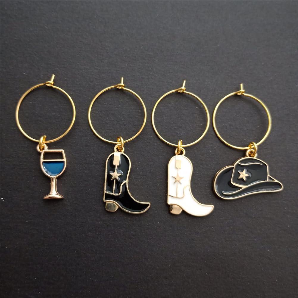 Set de 4 Marcadores de Vino Botas y Sombrero Aleación