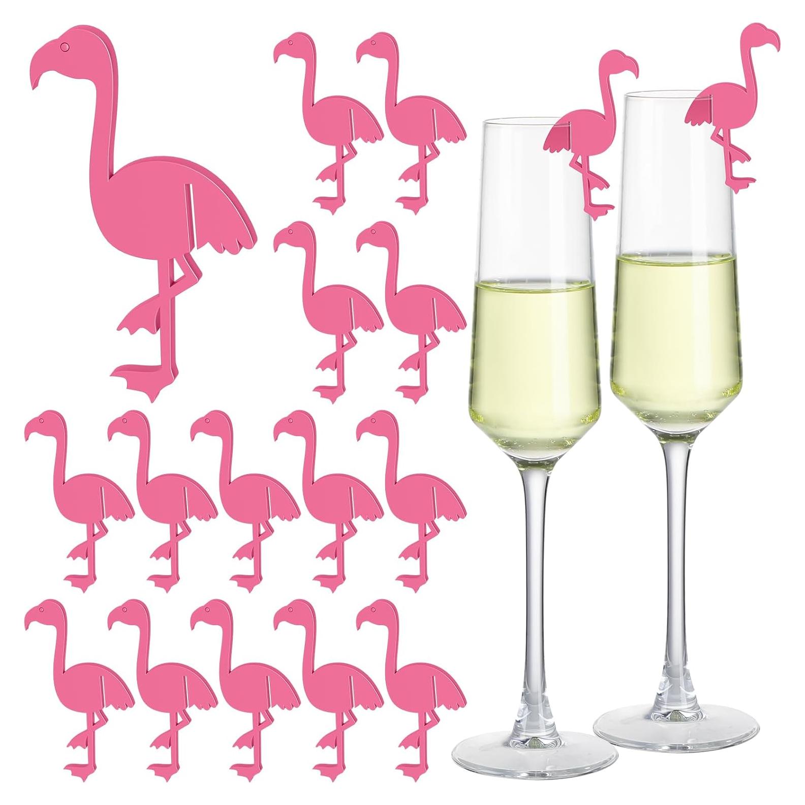 50 Etiquetas de Bebida Flamingo Rosa Reutilizables Colingmill