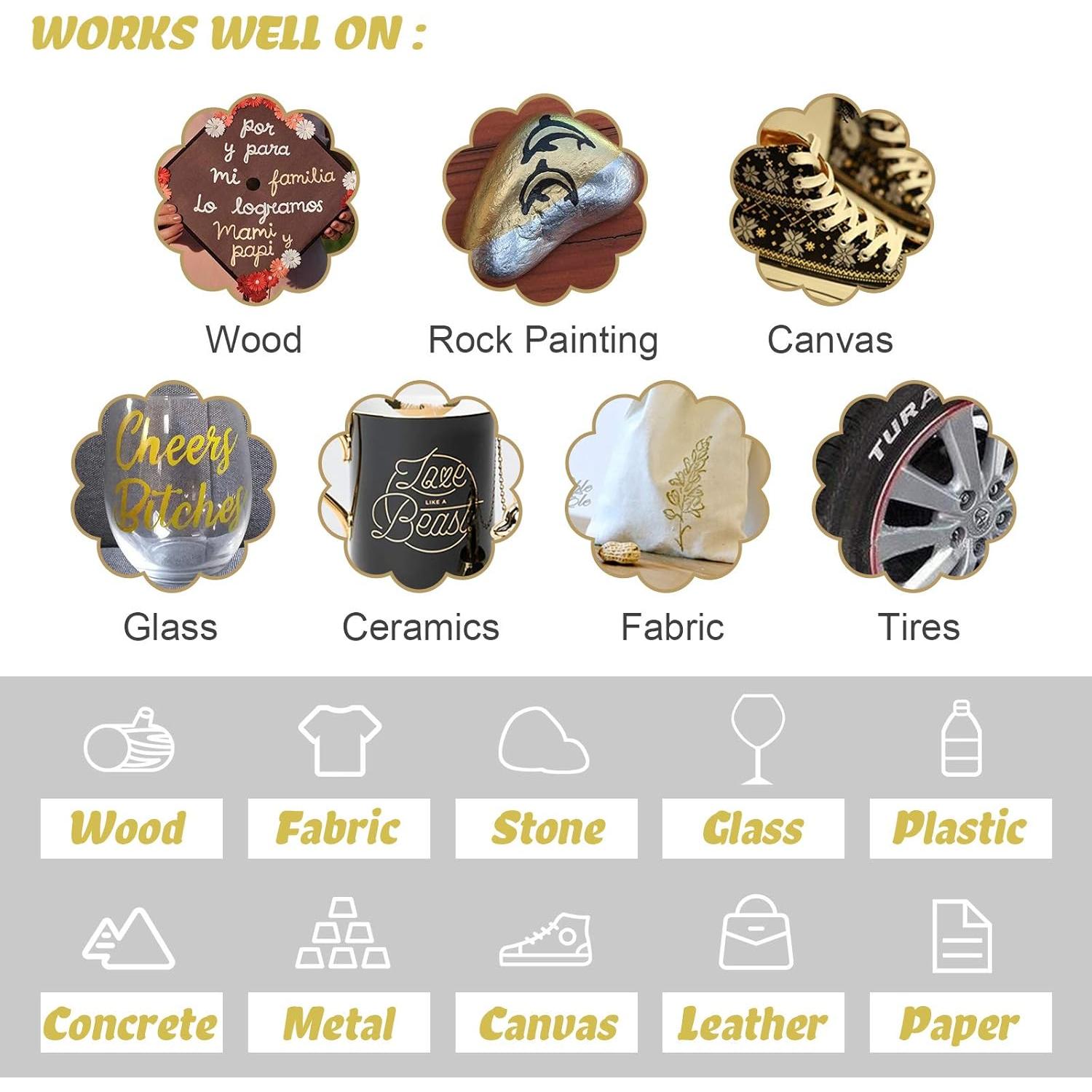 Juego de Marcadores Acrílicos Metálicos YOOHO 0.7mm 6pcs Oro Plata