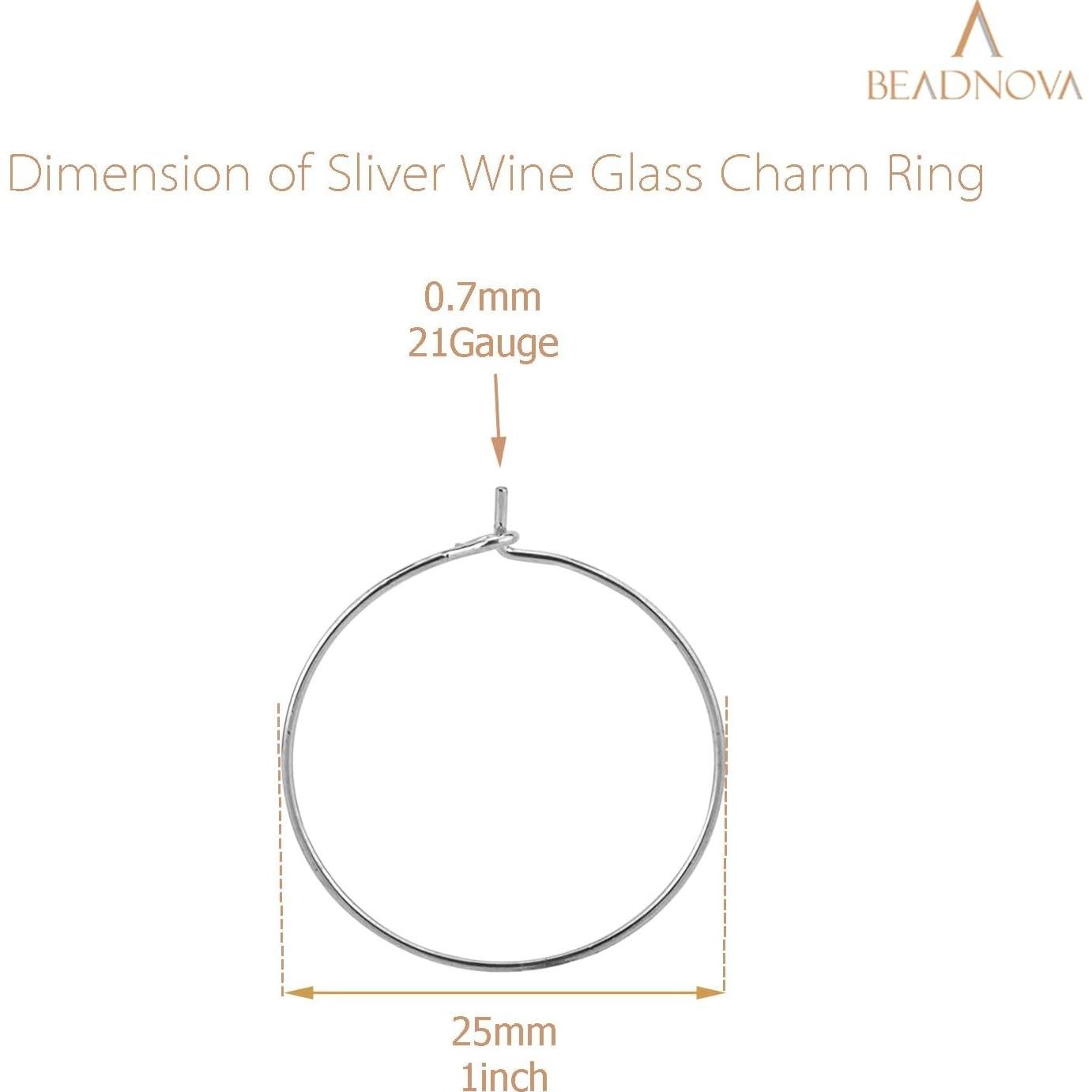 Anillos de Encanto para Copas de Vino BEADNOVA 120pcs 25mm Plateados