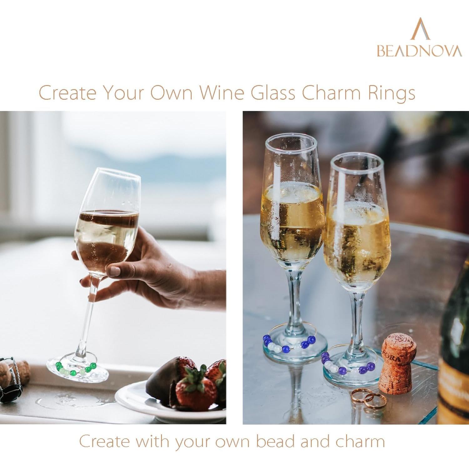 Anillos de Encanto para Copas de Vino BEADNOVA 120pcs 25mm Plateados