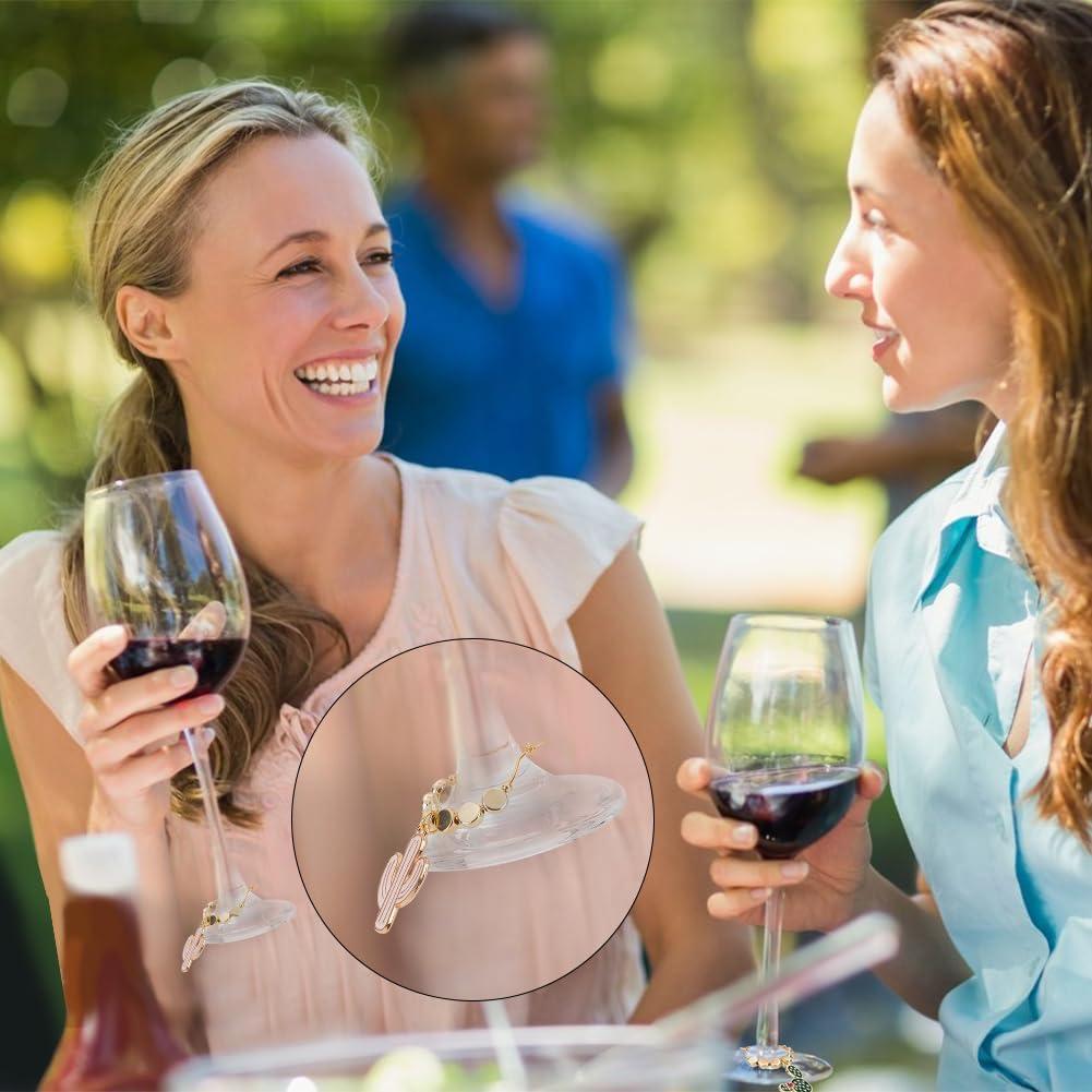 Juego de 24 Charms para Copas de Vino FREEBLOSS Cactus