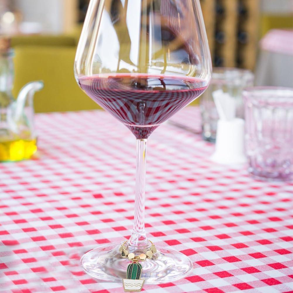 Juego de 24 Charms para Copas de Vino FREEBLOSS Cactus