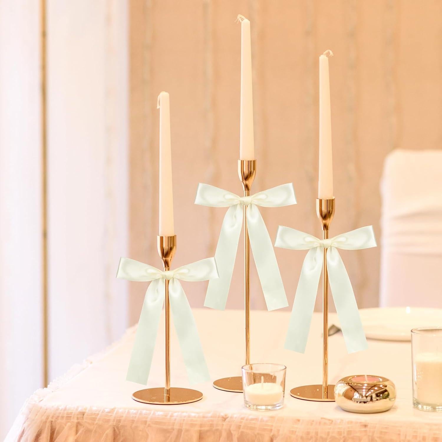 Paquete de 24 Lazos para Copas de Vino Blanco Marfil 17x10 cm