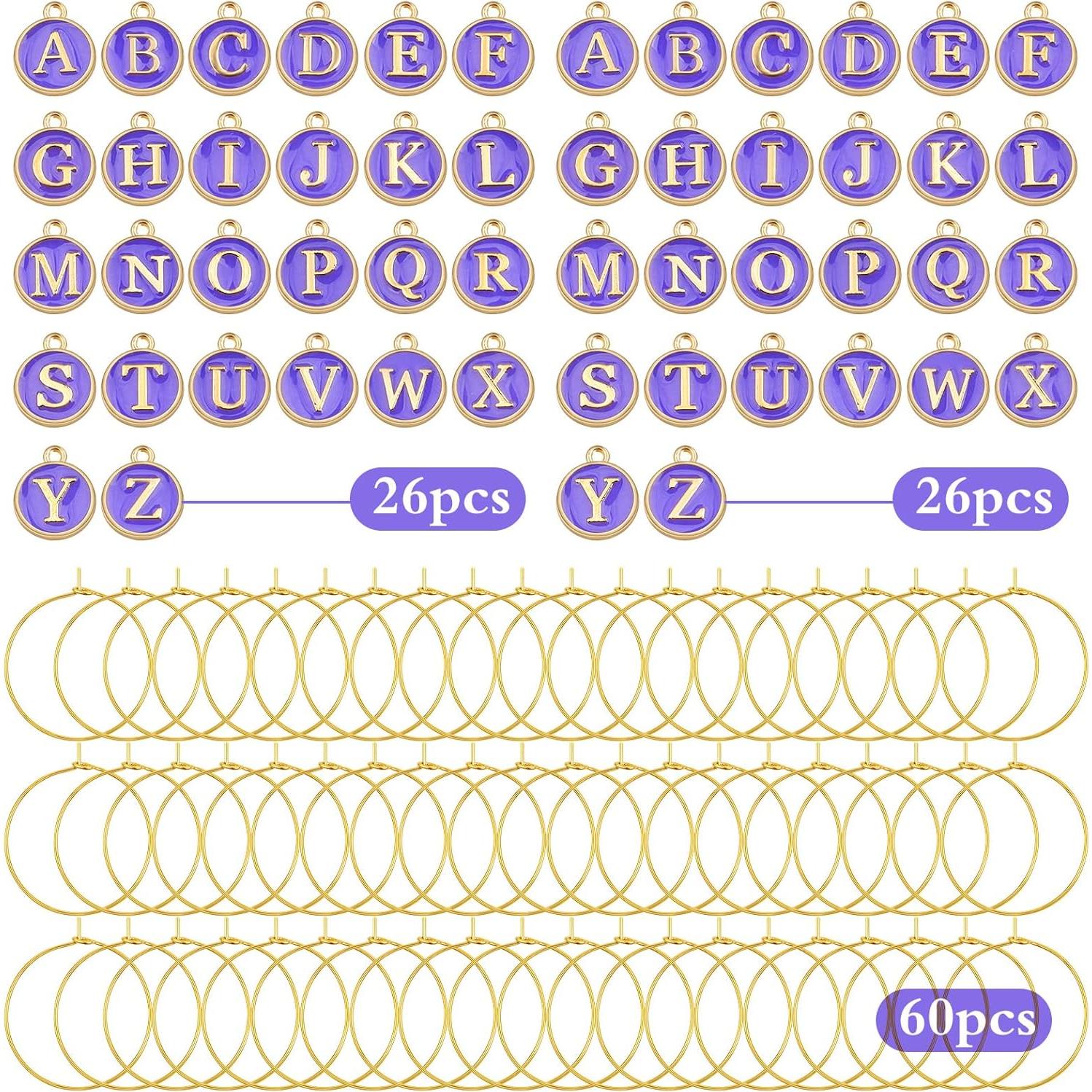 Encantos de Alfabeto Aylifu para Copas de Vino - 52 Piezas