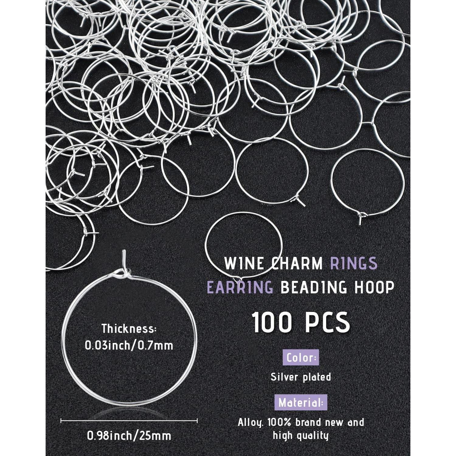 JIALEEY 100 Anillos de Encanto Plateados 25mm para Joyería