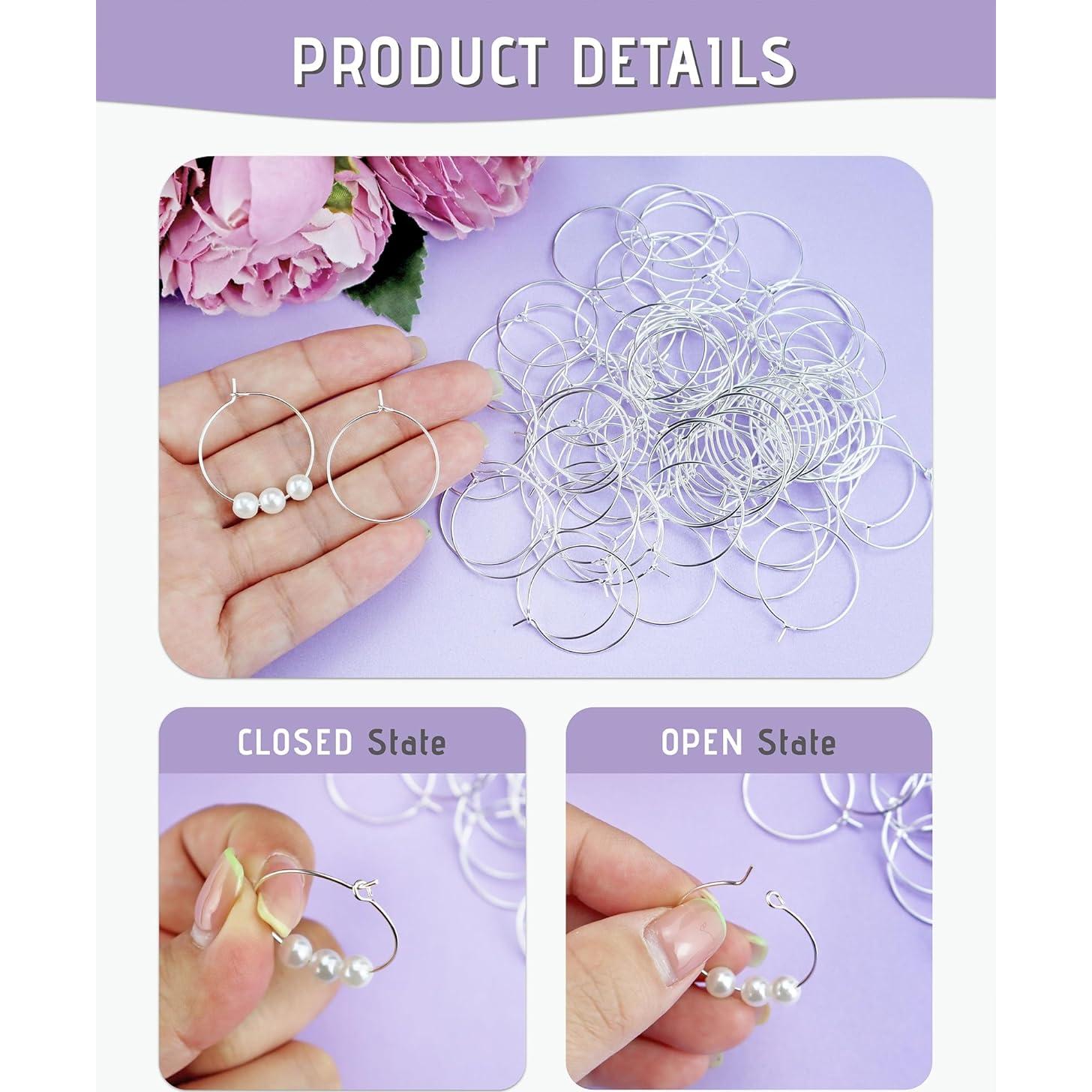 JIALEEY 100 Anillos de Encanto Plateados 25mm para Joyería