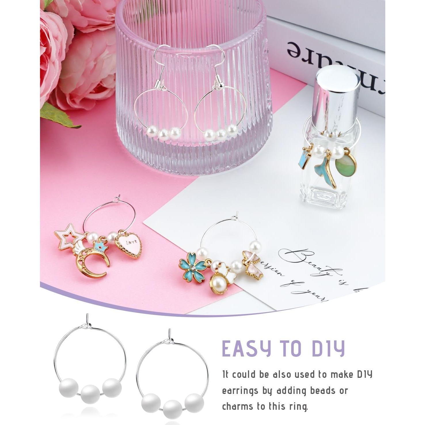 JIALEEY 100 Anillos de Encanto Plateados 25mm para Joyería