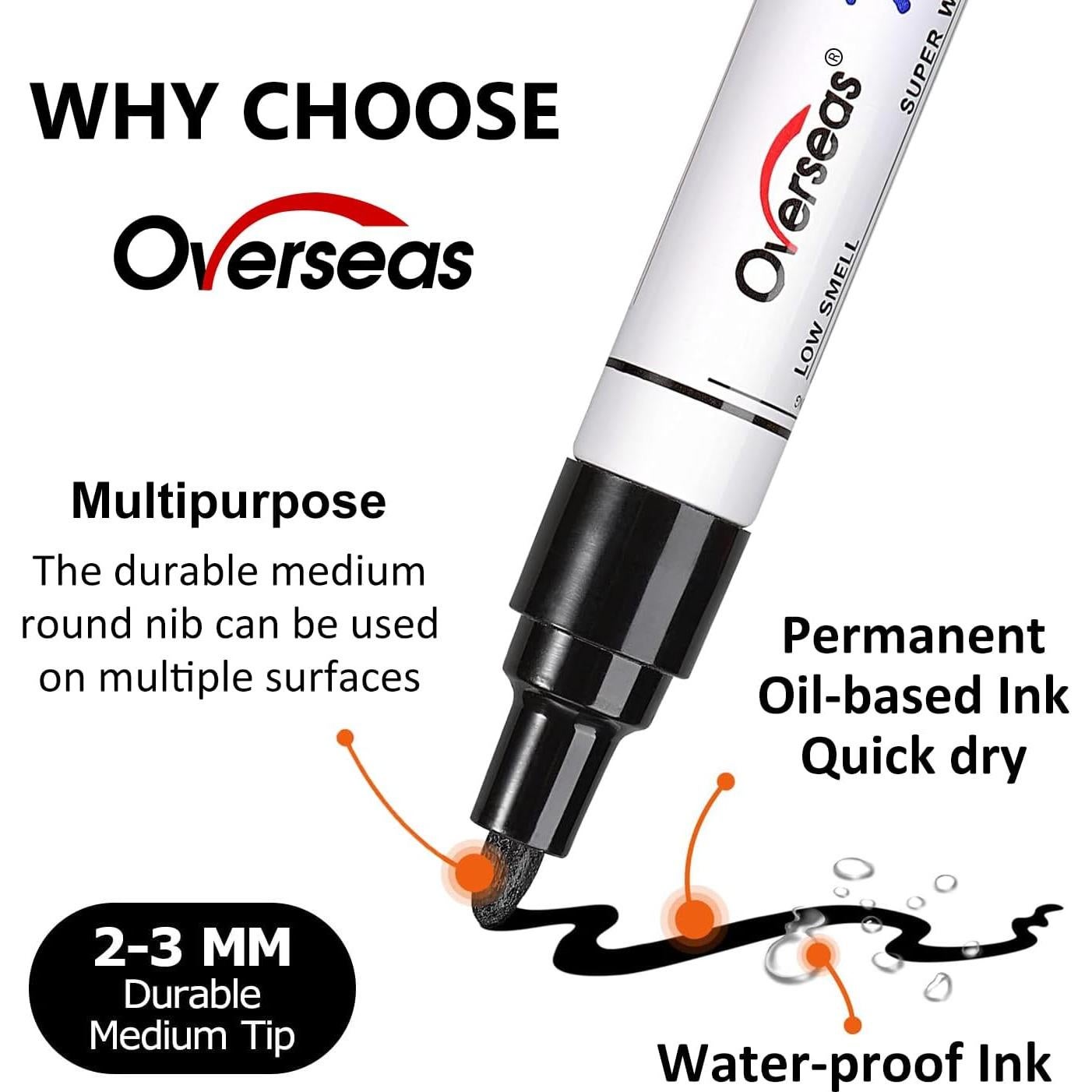 Marcadores de Pintura Negra 48 Overseas - Permanentes a Base de Aceite