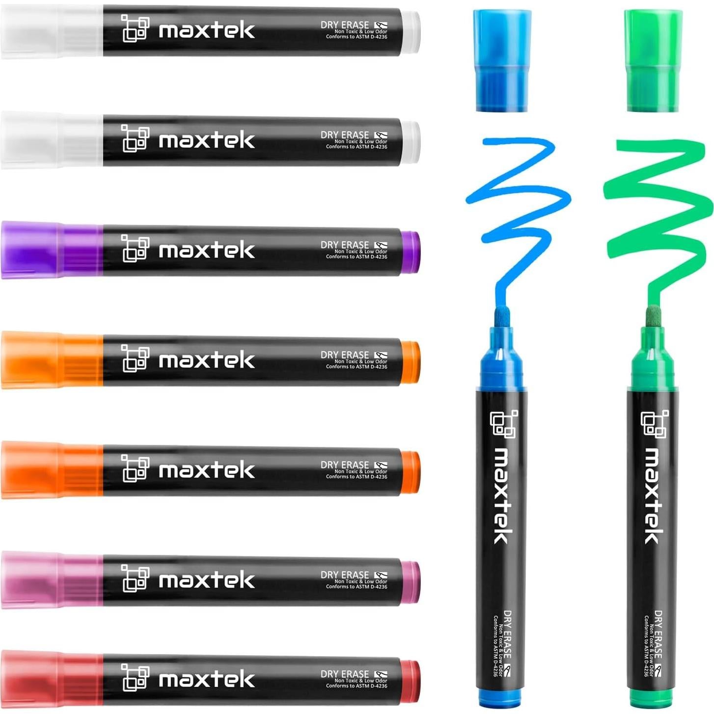 Marcadores Borrables Neón Maxtek 9 Colores Punta de Bala