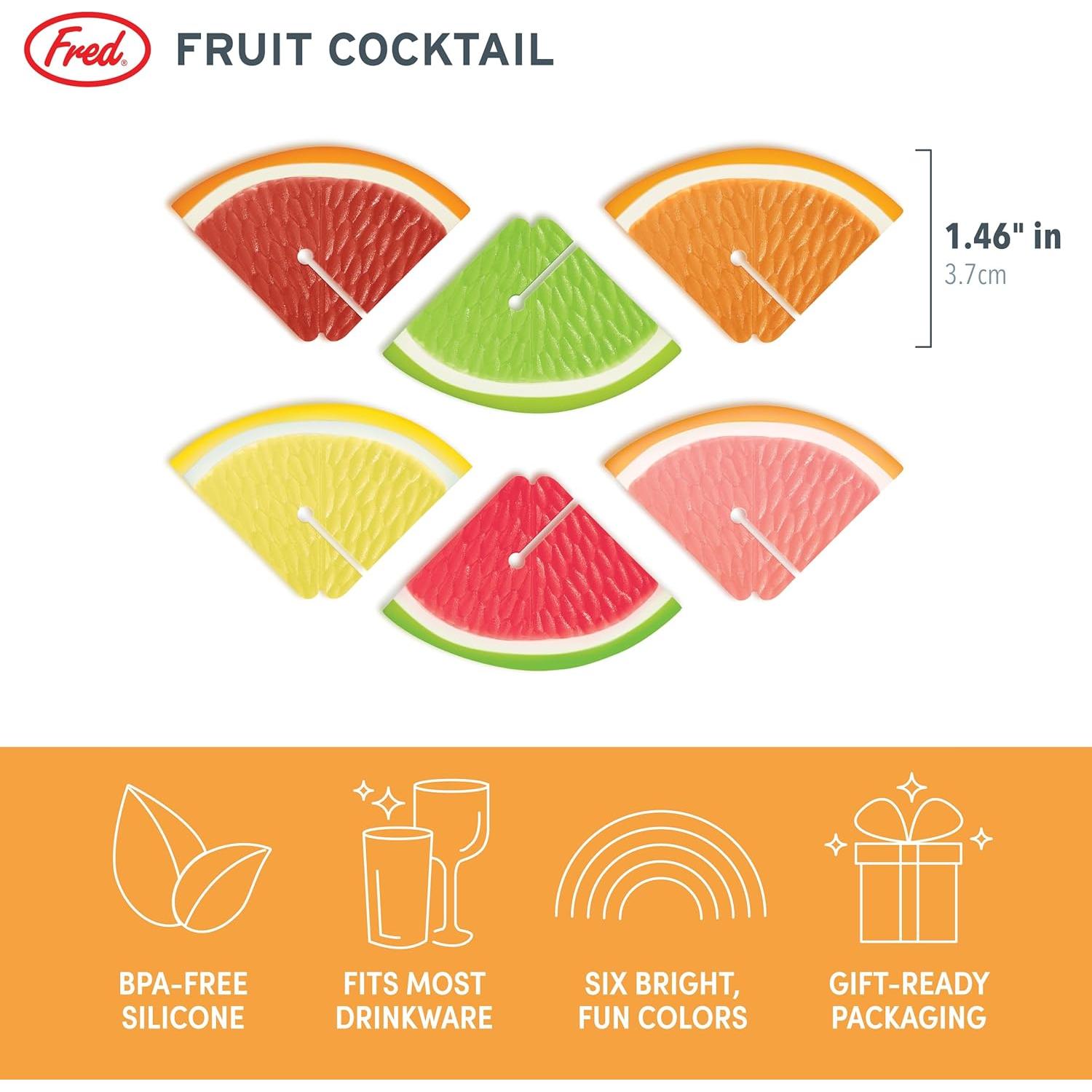 Marcadores de Bebida de Silicona Genuine Fred, Set de 6 Frutas