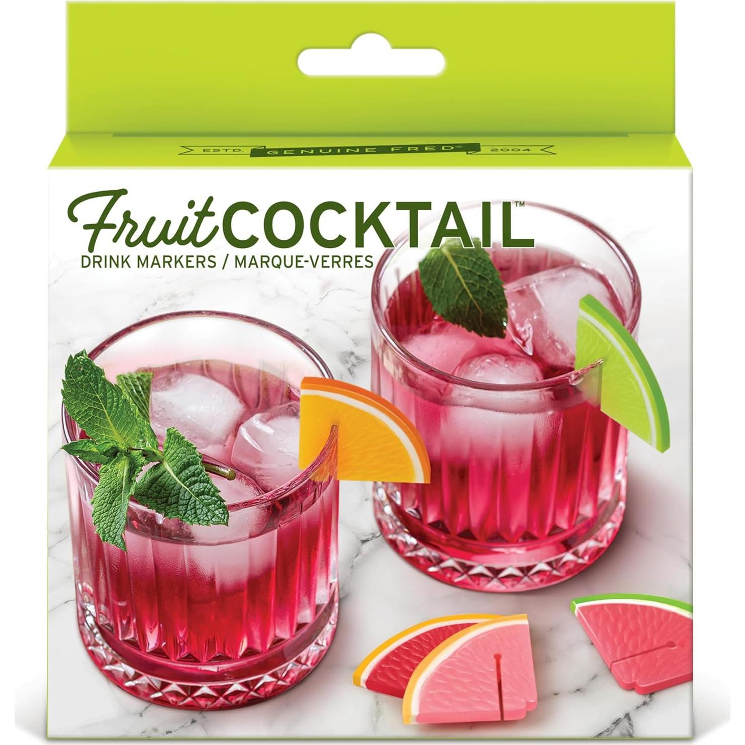 Marcadores de Bebida de Silicona Genuine Fred, Set de 6 Frutas