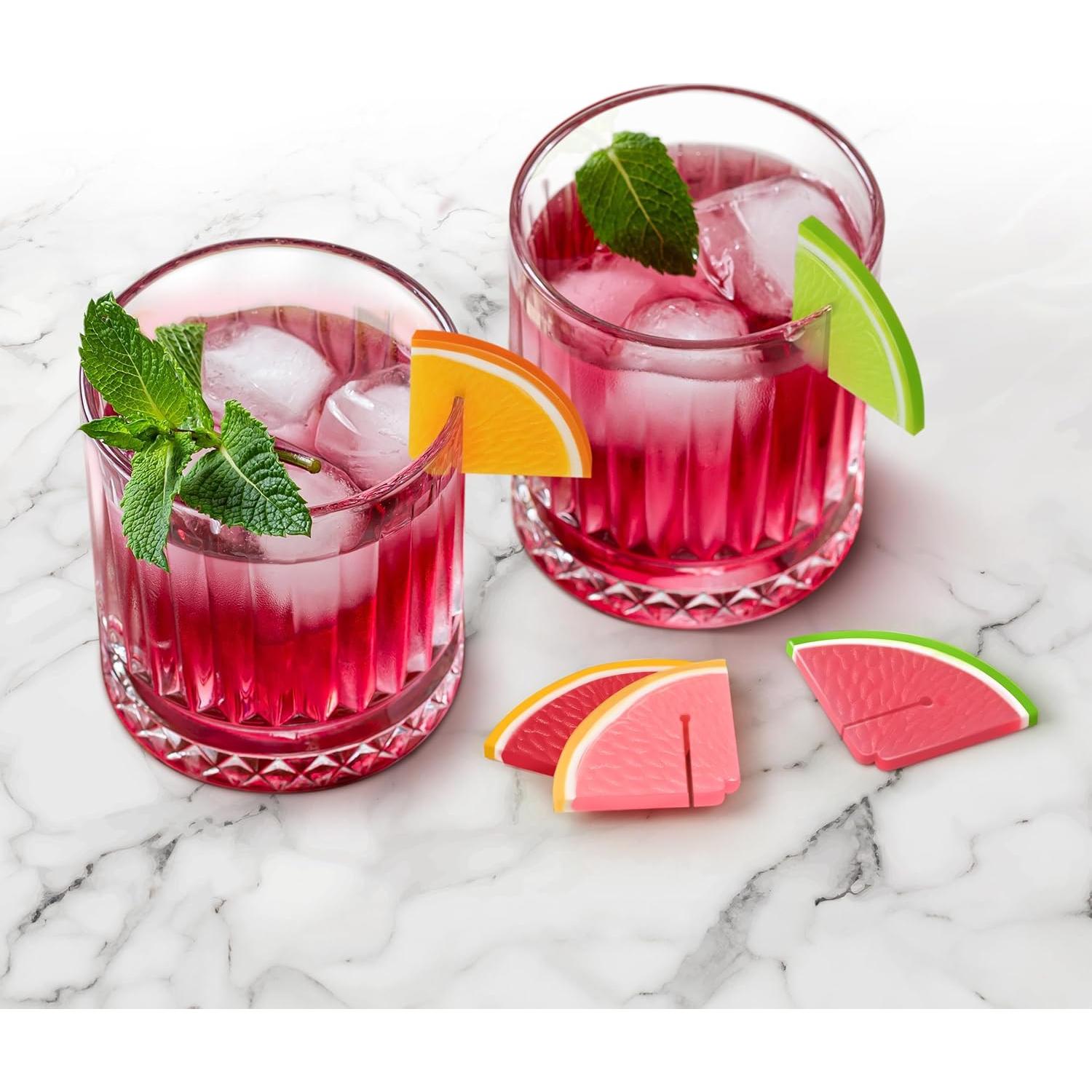 Marcadores de Bebida de Silicona Genuine Fred, Set de 6 Frutas