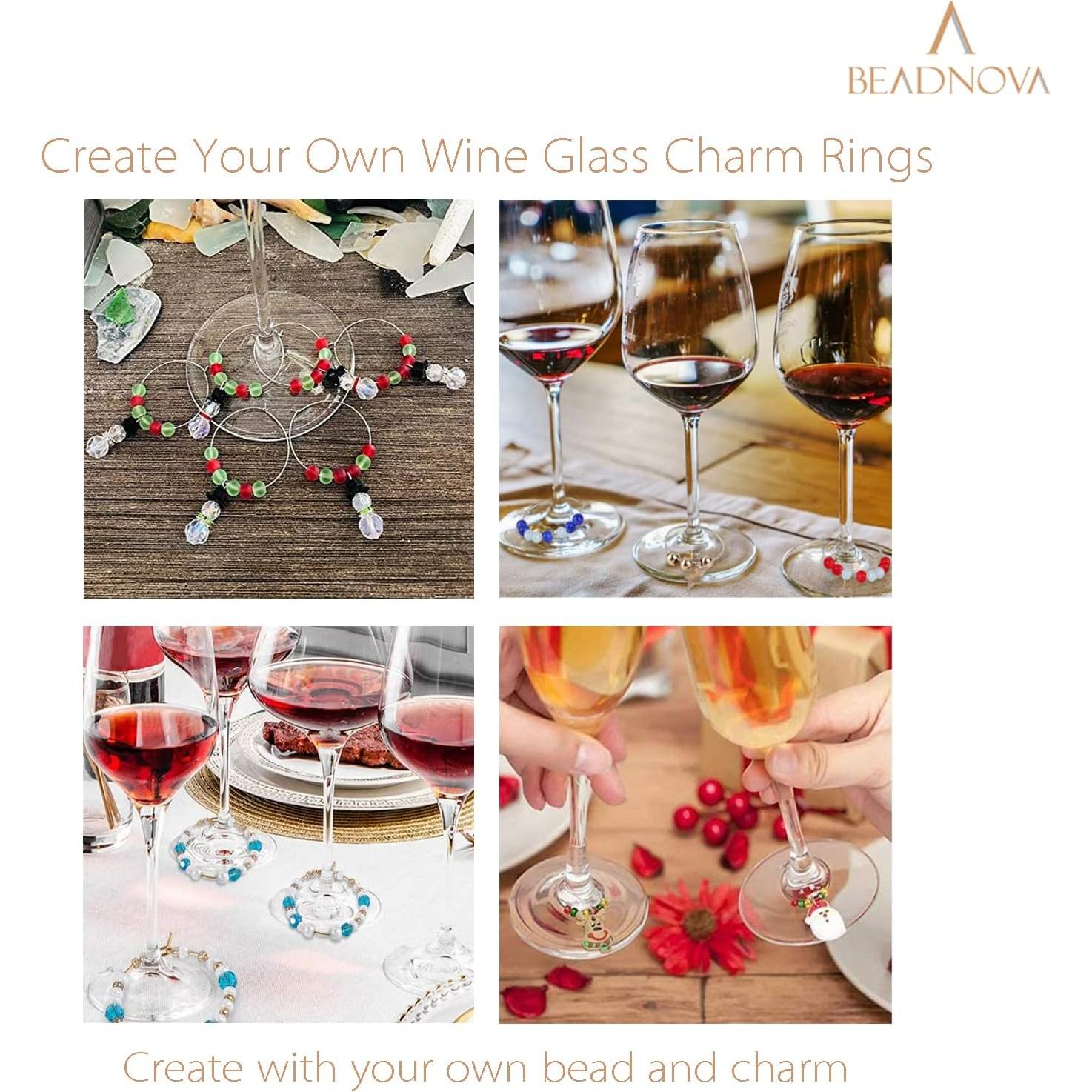 Anillos de Encanto para Copas de Vino BEADNOVA 120pcs Dorados y Plateados 25mm