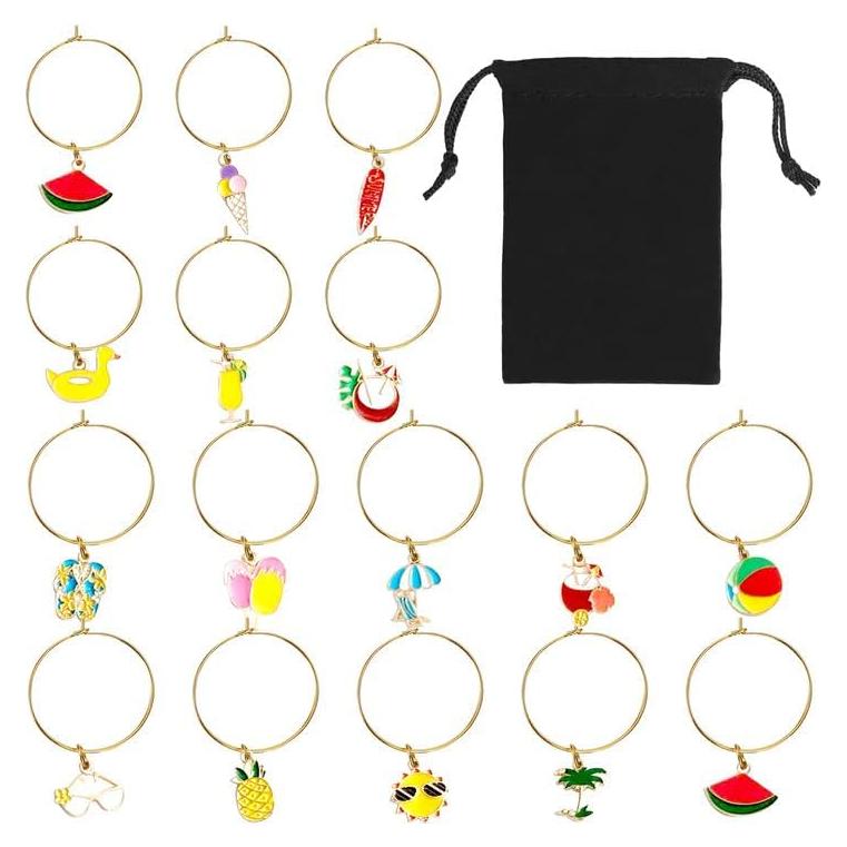 17 Piezas Encantos para Copas de Vino Verano Playa