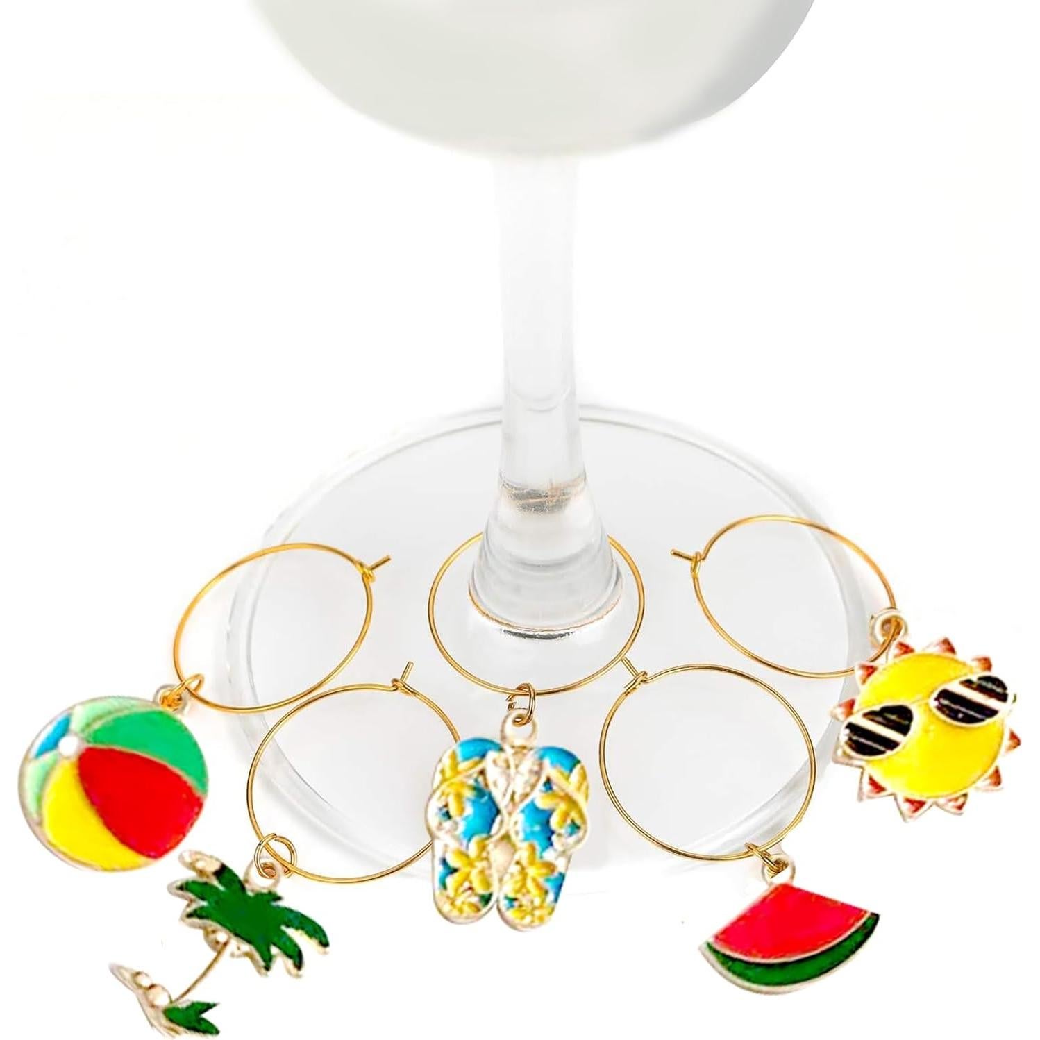 17 Piezas Encantos para Copas de Vino Verano Playa